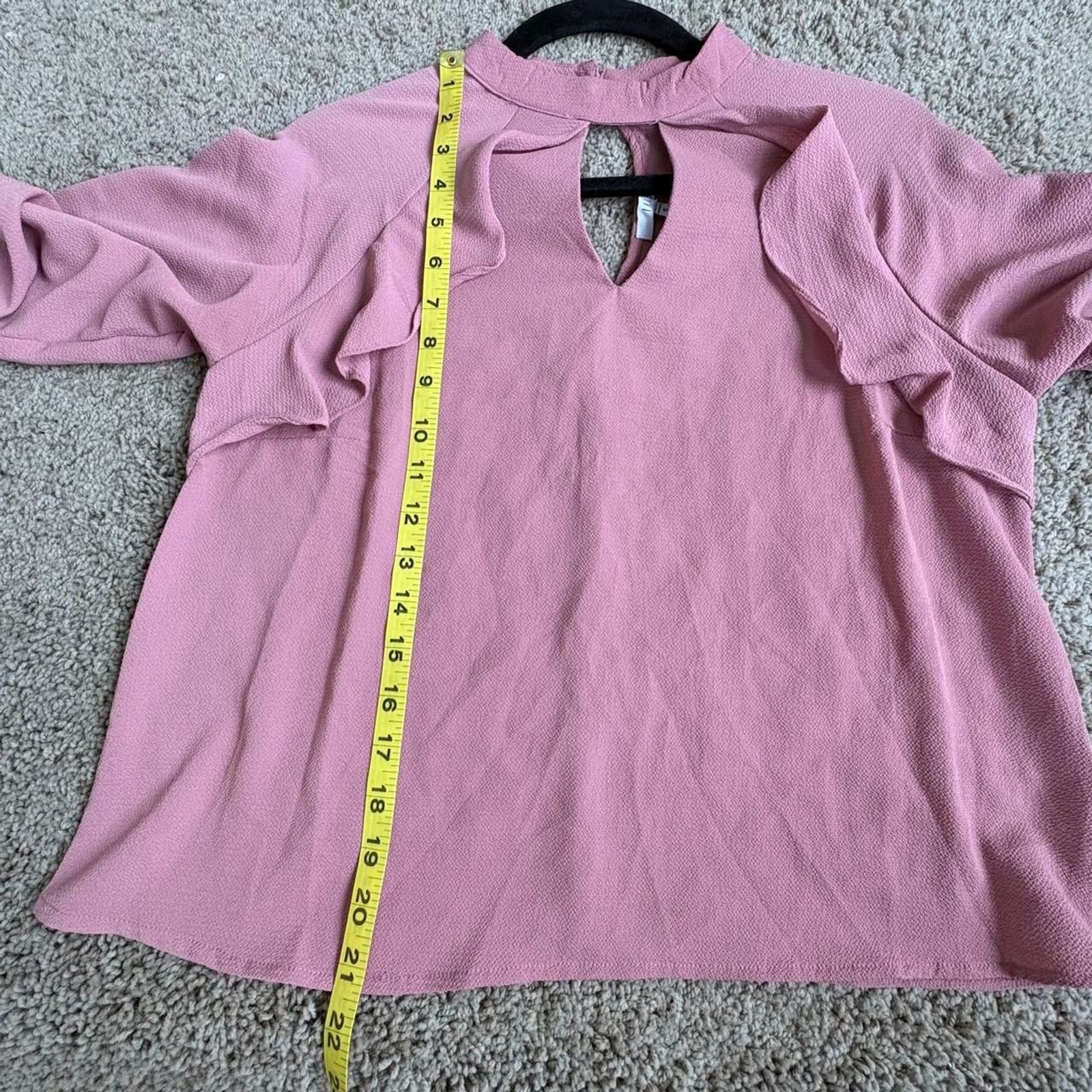 Iris Women’s Pink Ruffle Blouse With Keyhole Details