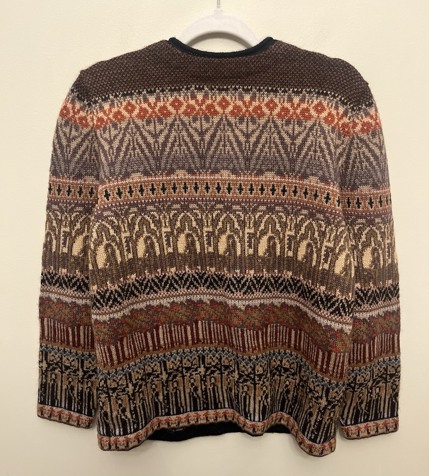Peruvian Connection 100% Alpaca Wool Art-Knit Trellis Cardigan Women’s Medium