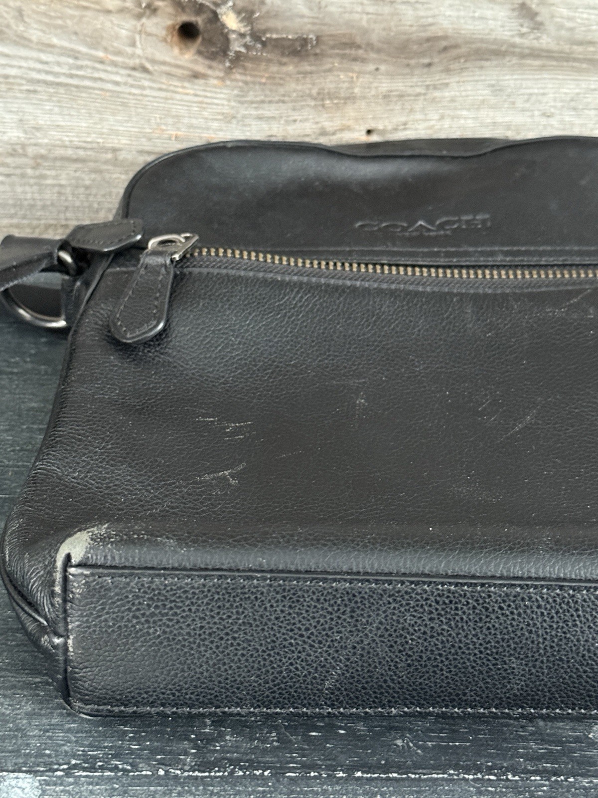 Coach Houston Flight Black Pebble Leather Crossbody Bag F68014 Casual Everyday