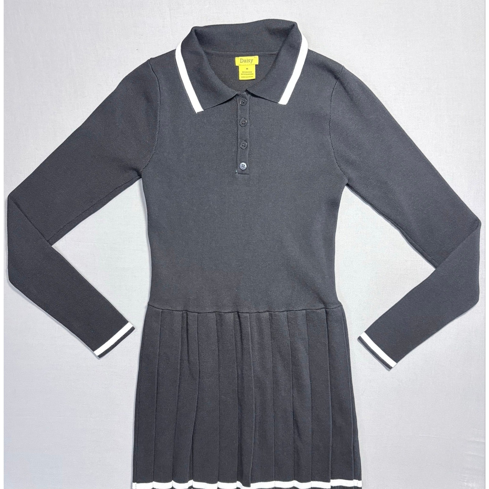 Daisy Pleated Preppy Whimsigoth Sweater Dress Women’s XXS Junior Medium