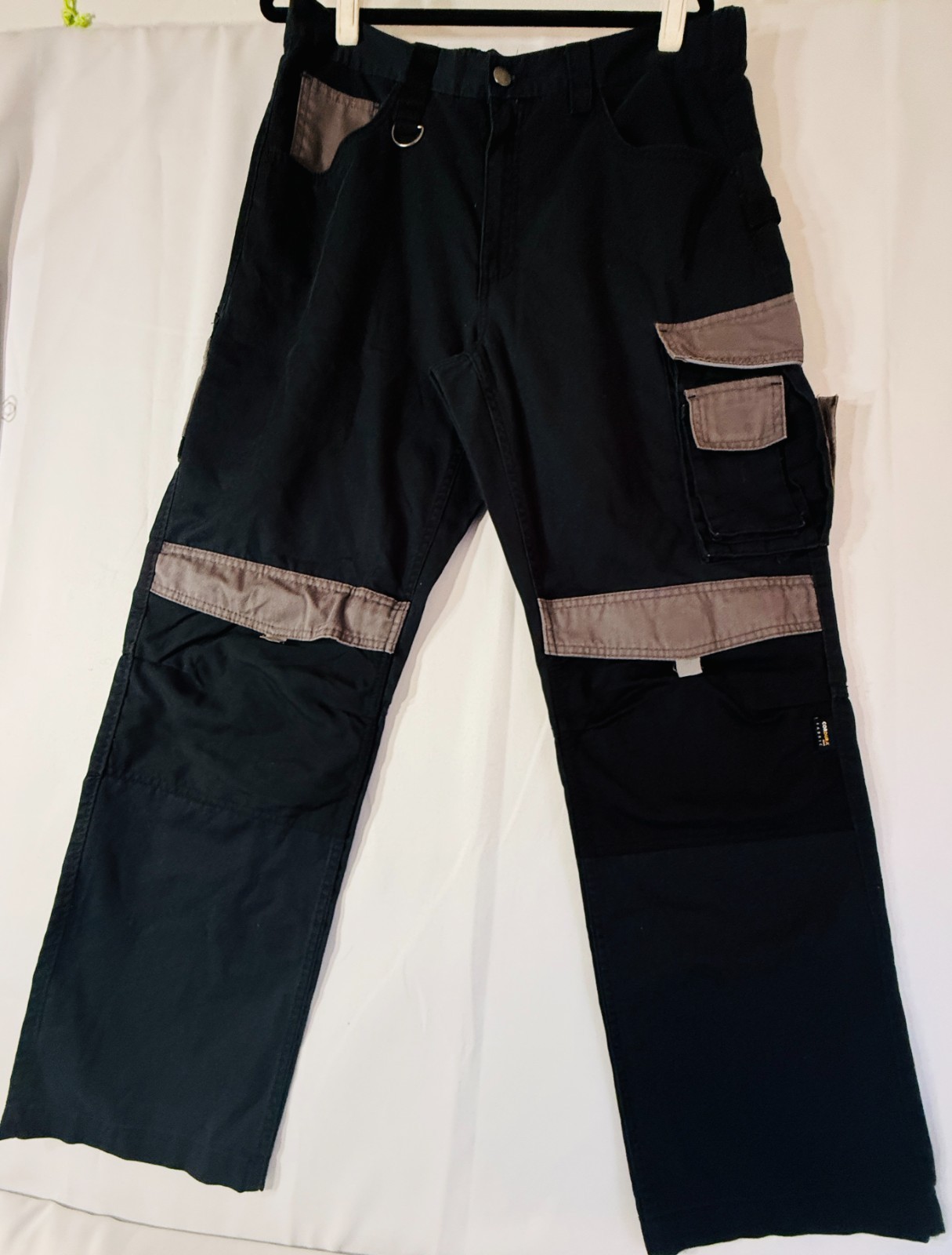 Parkside Mens Black Utility Cargo Pants Cordura Fabric Sz 38 Reinforced Knee