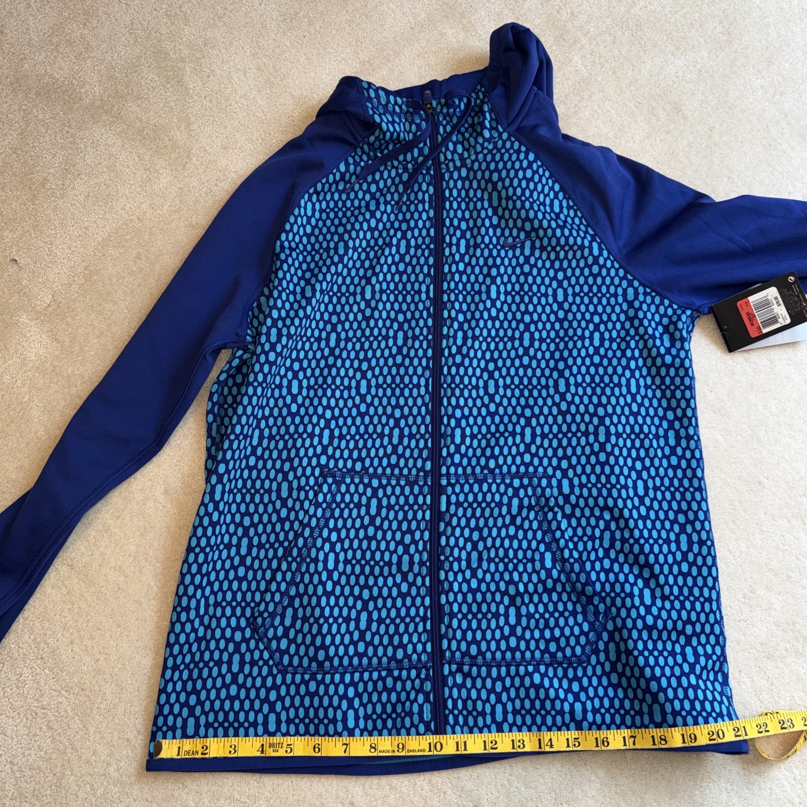 Nike Therma-FIT Women’s Large Full Zip Hooded Jacket NWT Blue Thumbholes
