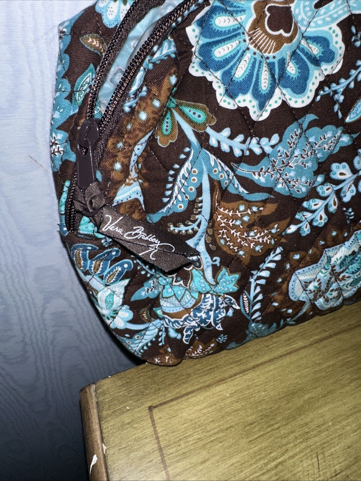 Vera Bradley Java Blue Two Bags One Is 11 Inches And One 7 Inches Zip Bags