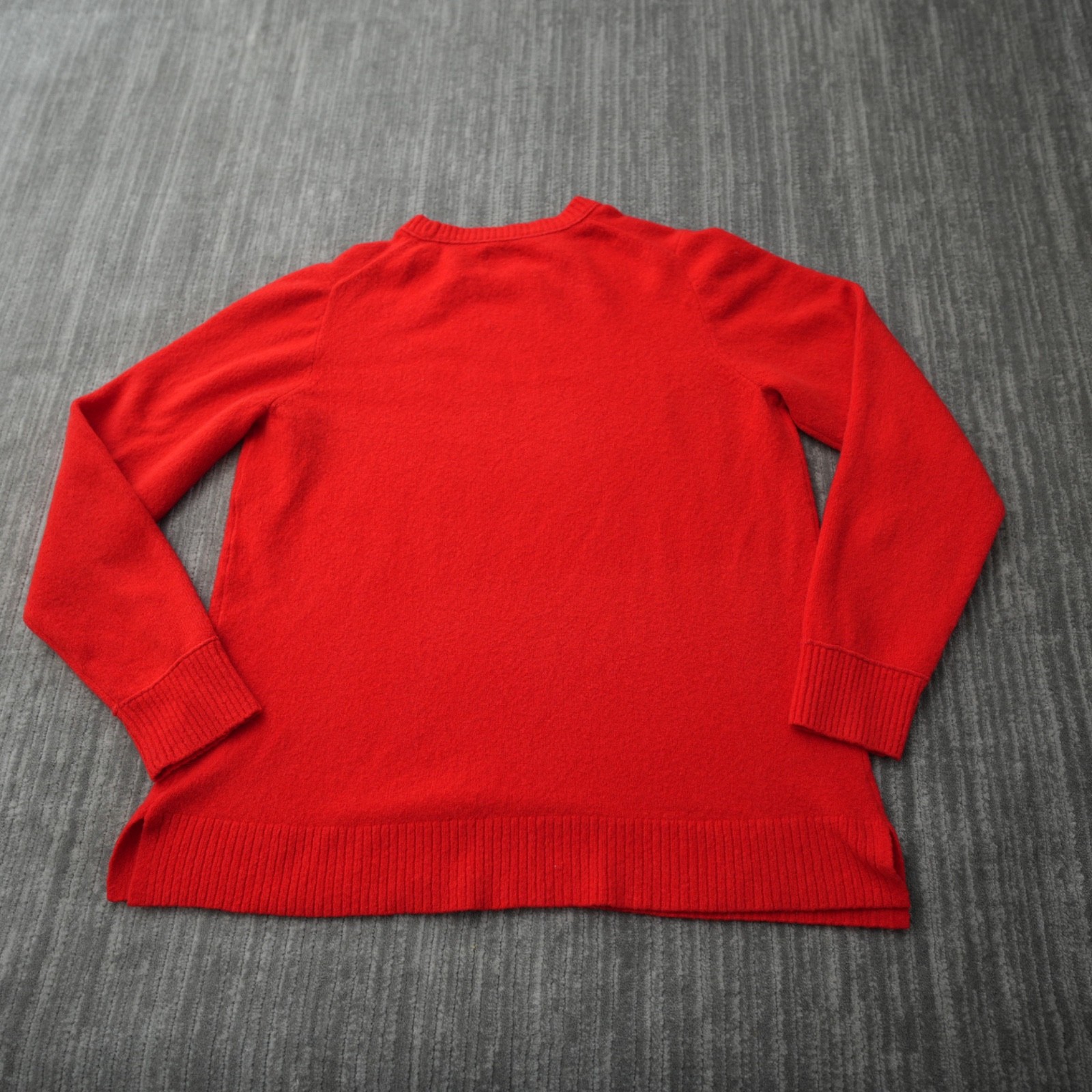 J Crew Sweater Women Red Crew Neck Long Sleeve Acrylic Wool Pullover Solid XL