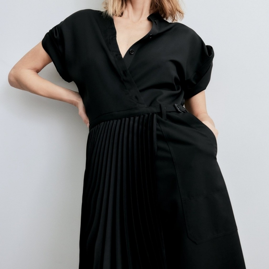 NWT Zara Limited Edition Mixed Asymmetrical Shirtdress, Size M