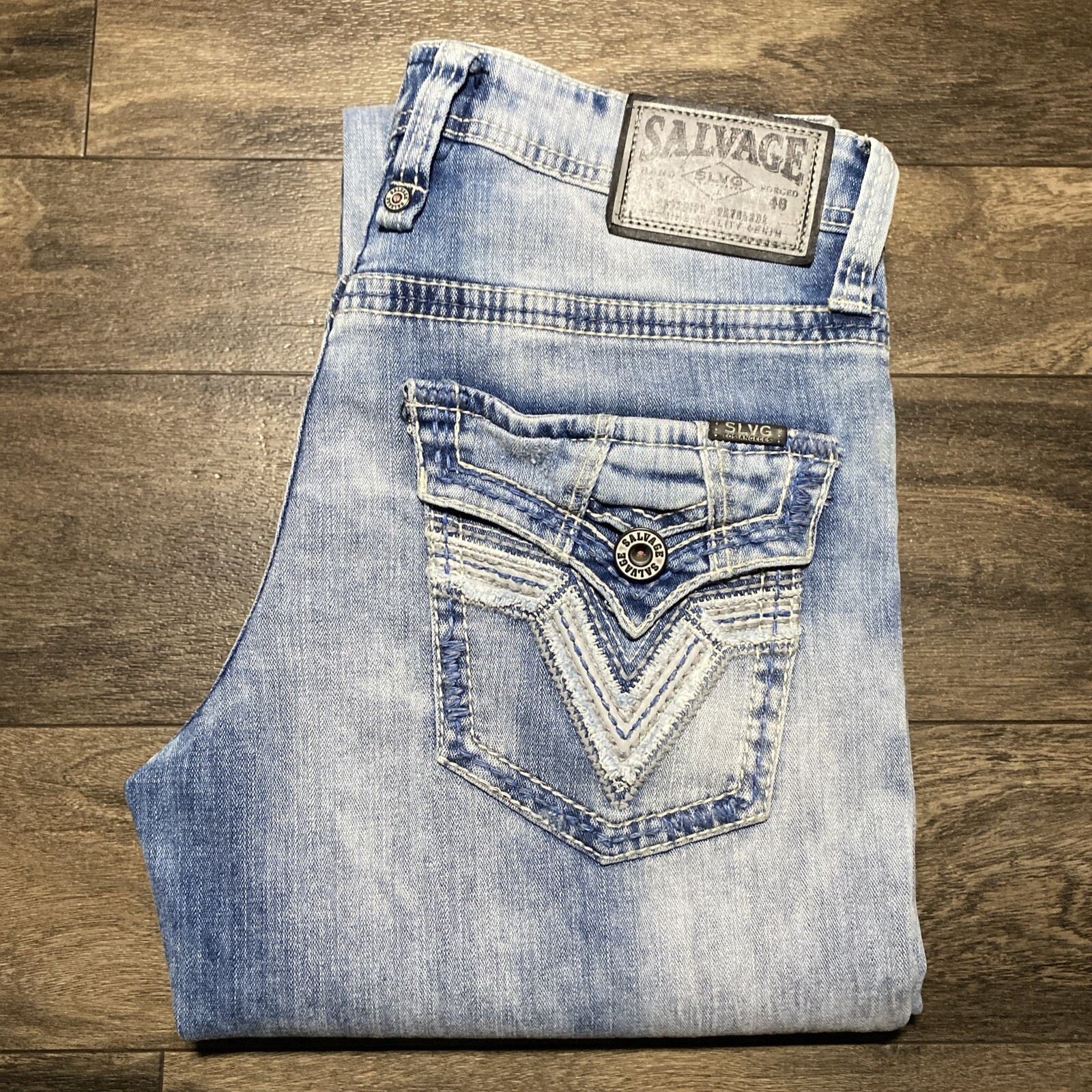 Salvage Supply Co. Mayhem Bootcut Jeans Men’s 31×35 Light Wash EUC