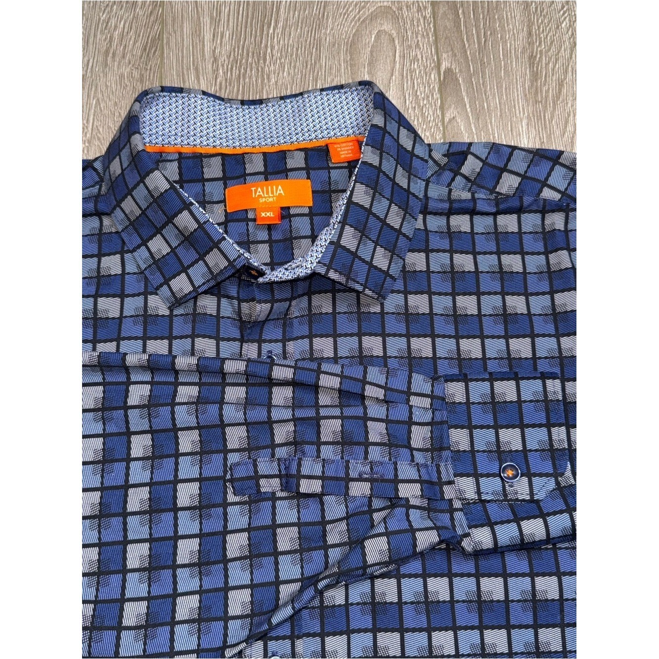 TALLIA Blue and Black Checked Casual Button-Down Shirt