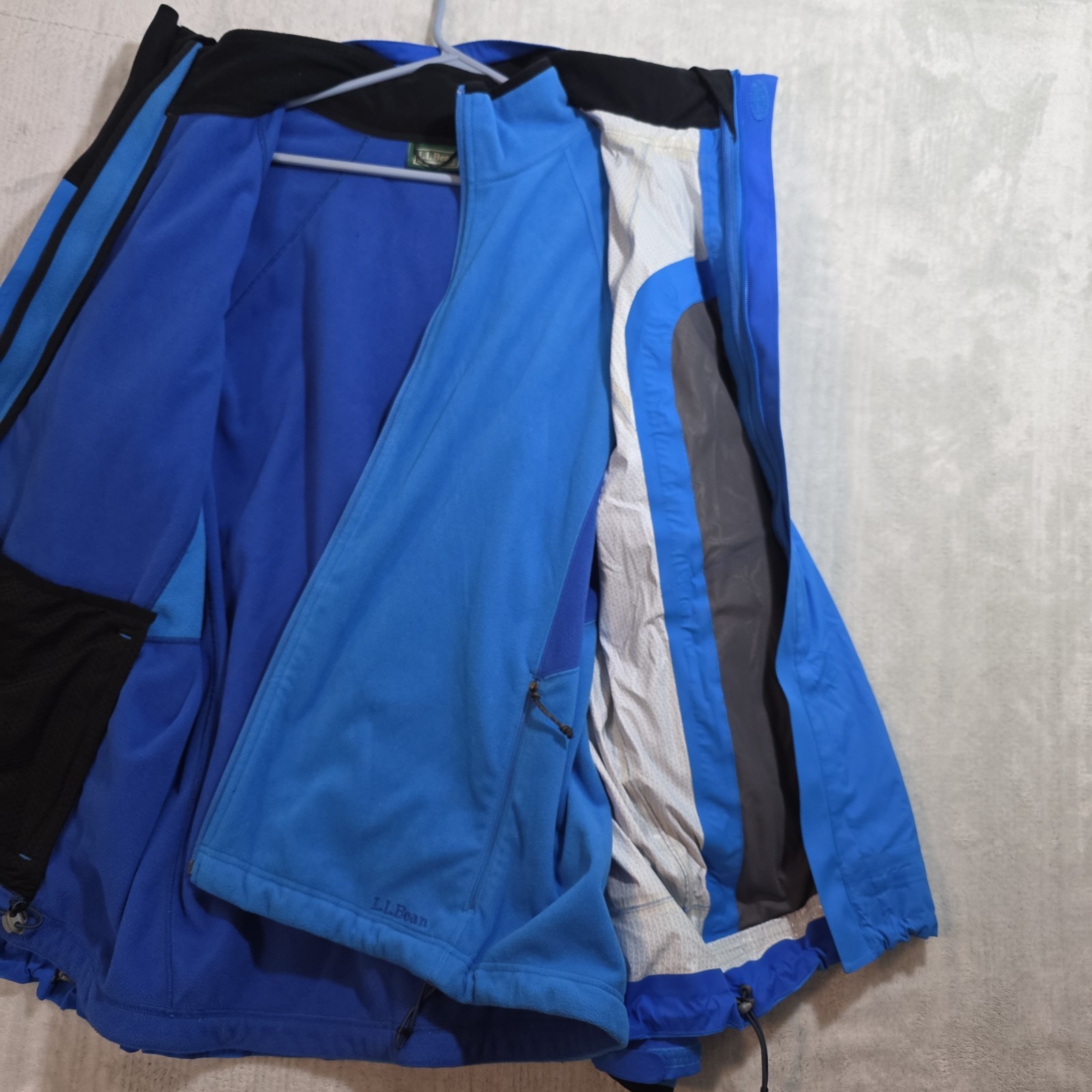 LL BEAN Men’s Large 3-in-1 Jacket w/ Hideaway Hood Blue XL