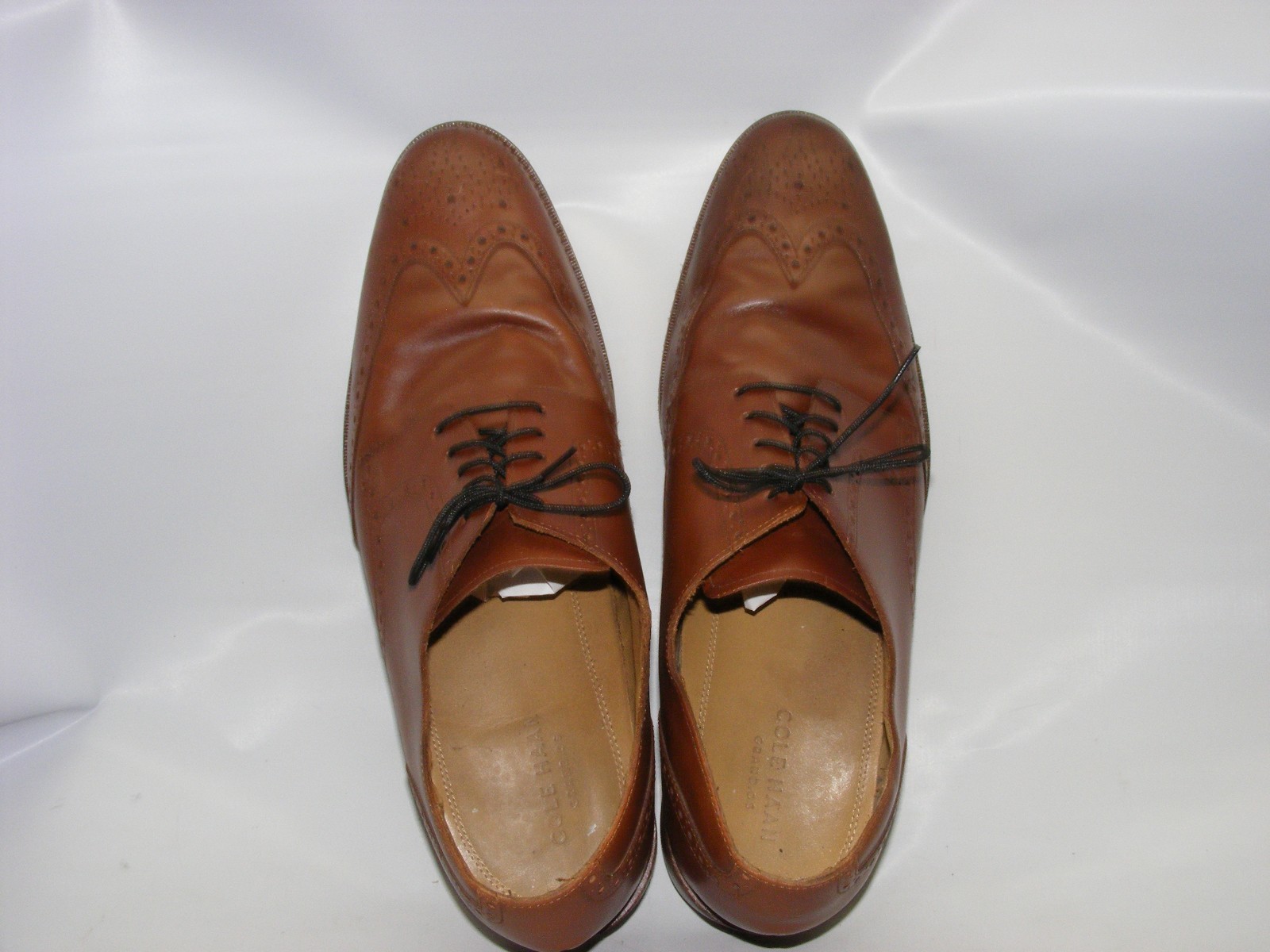 Cole Haan Mens Casual Dress Shoes Cognac Brown Leather Wingtip Oxford Size 13M