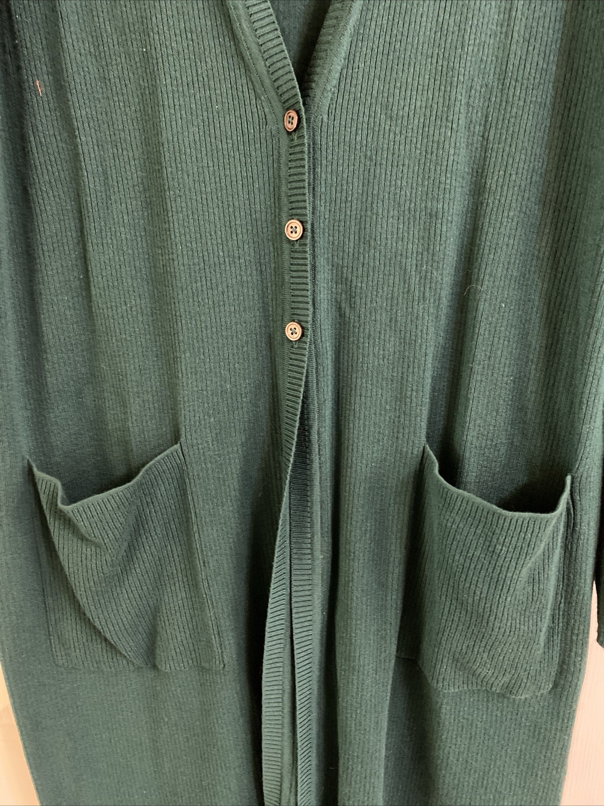 J. Jill Wearever Longline Cardigan Knit Sweater Green Sz L Rayon Blend