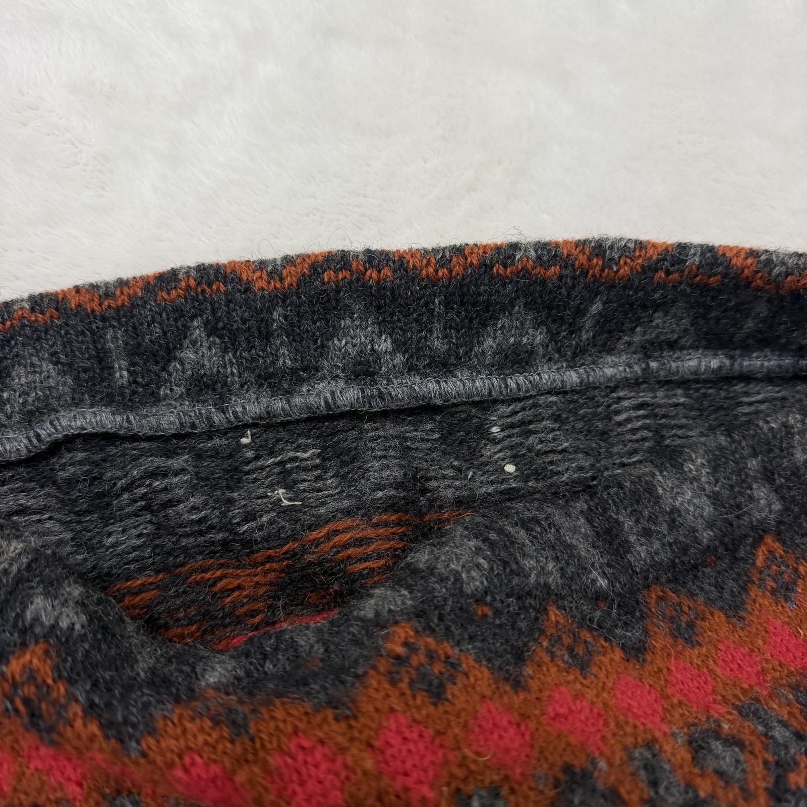 Vintage Jersey Modeller Sweater Womens Large Gray Wool Fair Isle Sweden
