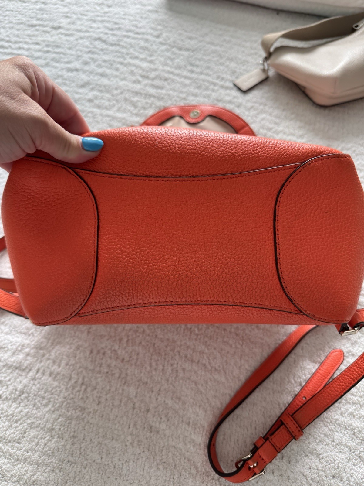 kate spade new york Orange Pebbled Drawstring Backpack w/ Pouch Zip Pocket
