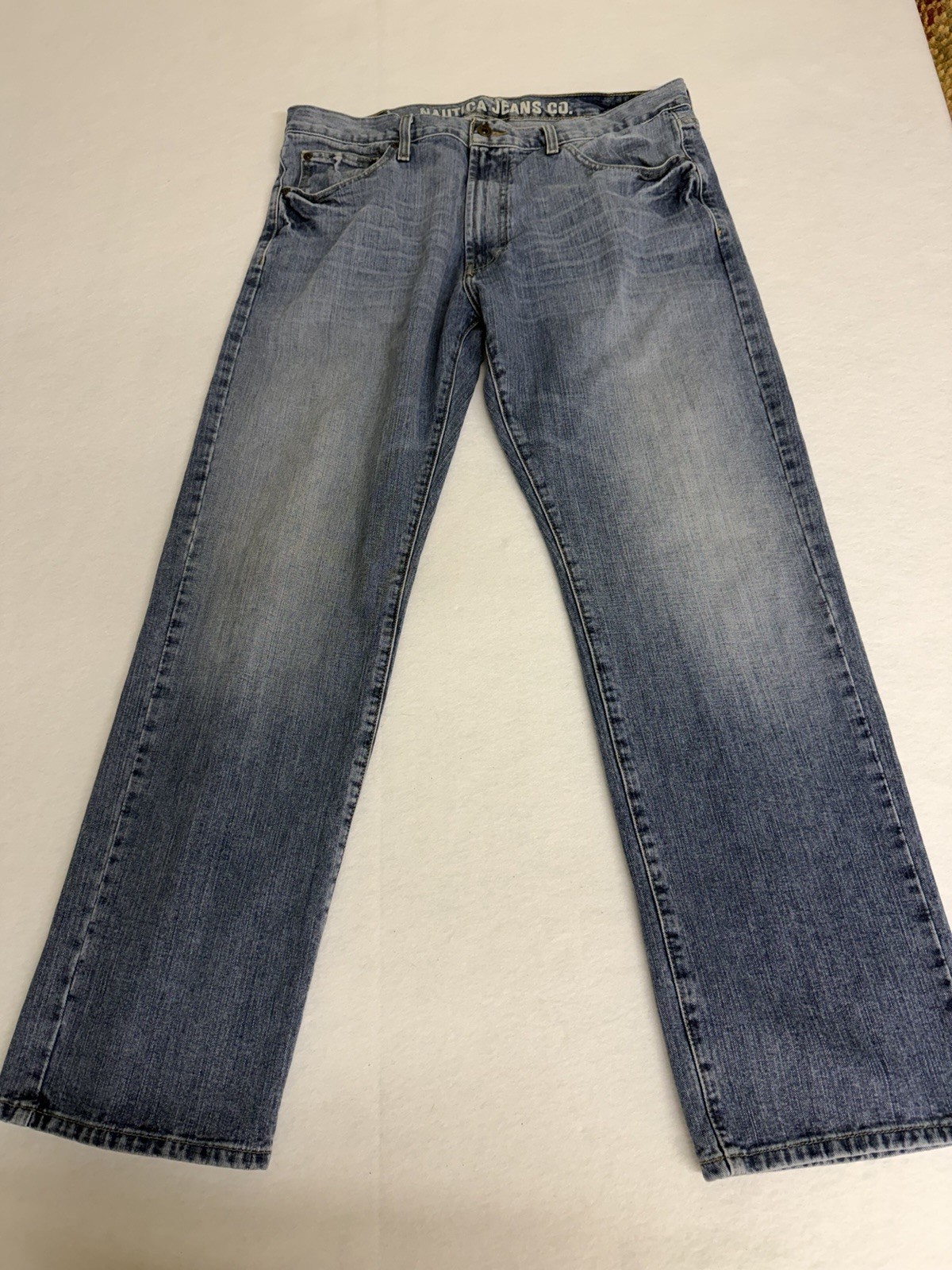 Nautica Men’s Relaxed Fit Straight Leg Jeans Size 36×32, Light Wash