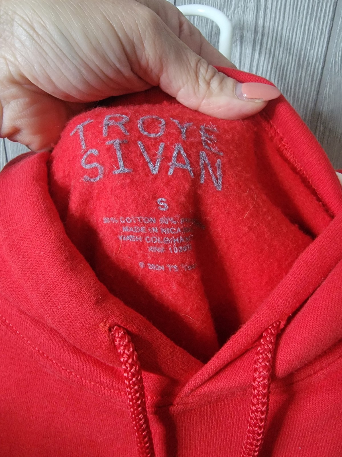 Troye Sivan Womens Red Rhinestone Hoodie Size Small, cotton/poly Blend.