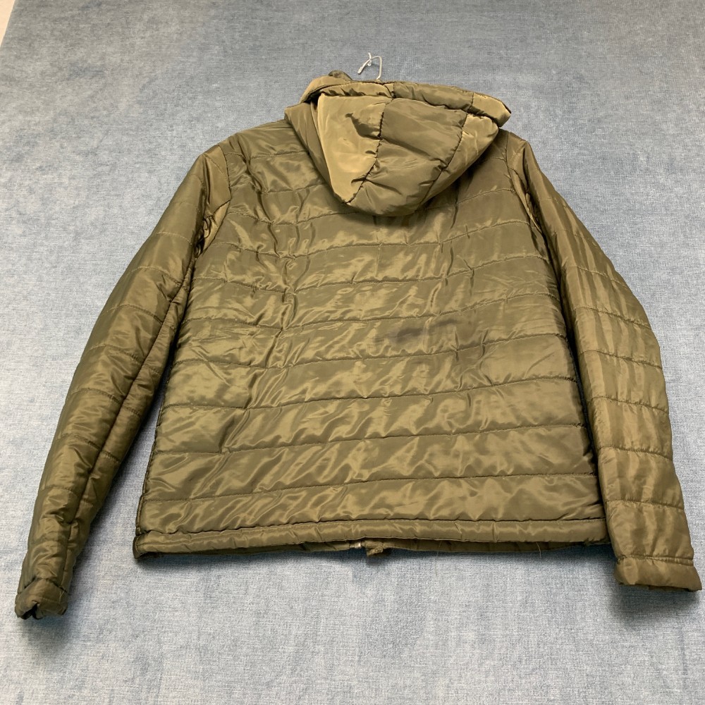 Ambiance Outerwear Puffer Jacket Womens L Olive Green Hooded Snap Front Outdoor