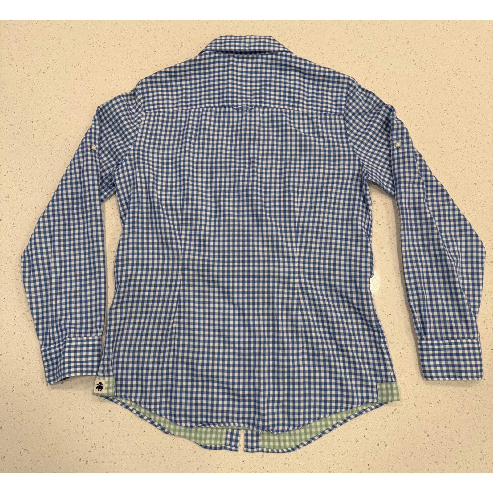 Brooks Brothers Button Down Shirt Womens 8 Blue Excellent Gingham Classic Preppy