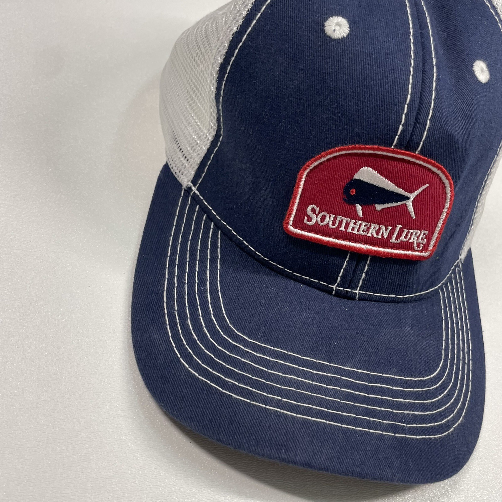 Southern Lure Trucker Hat Cap Men’s Navy Blue Mesh Snapback Fishing Outdoor