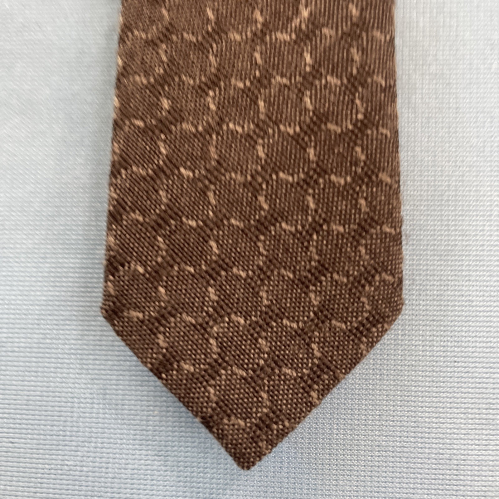 Vtg 60s Tie Wool Cotton Necktie Brown Woven MCM Deco Texture Cloth Cravat 2×53