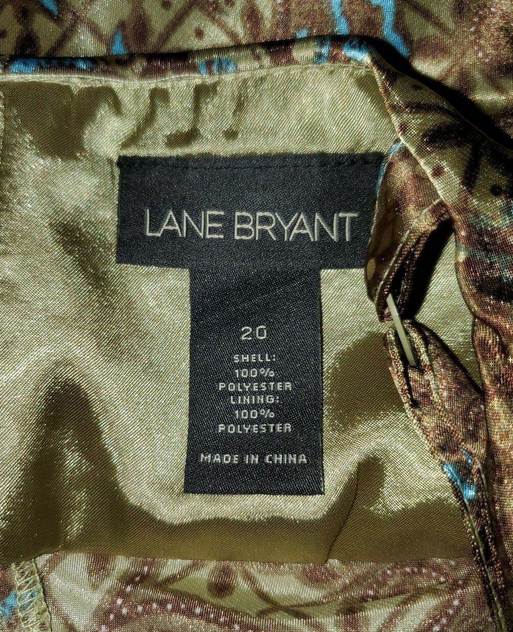 Lane Bryant 20 2X Brown Blue Paisley Floral Spaghetti Strap Ruched Top