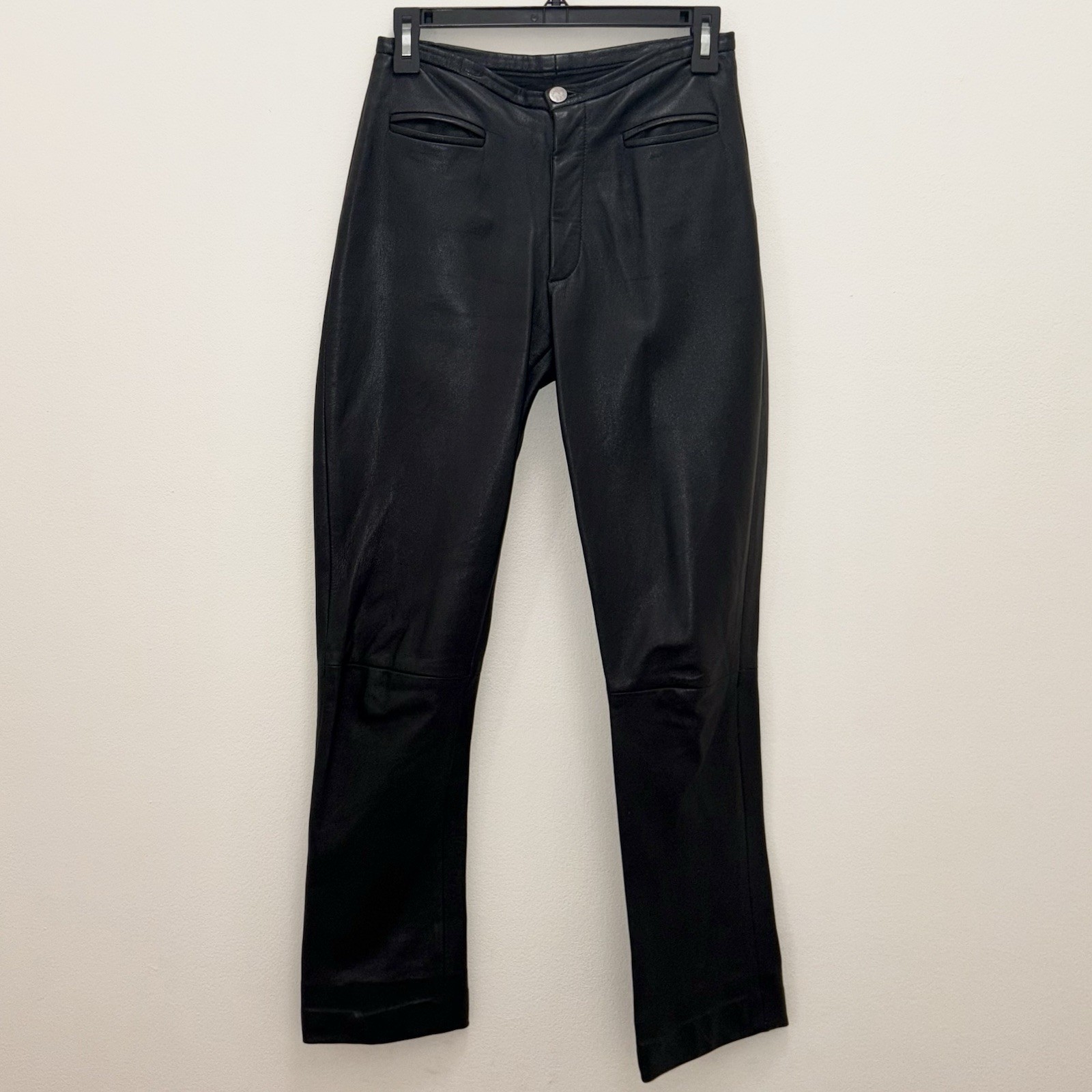 Vintage Arrow USA Black Western Cowboy Carter 100% Leather Pants Size 4 Small