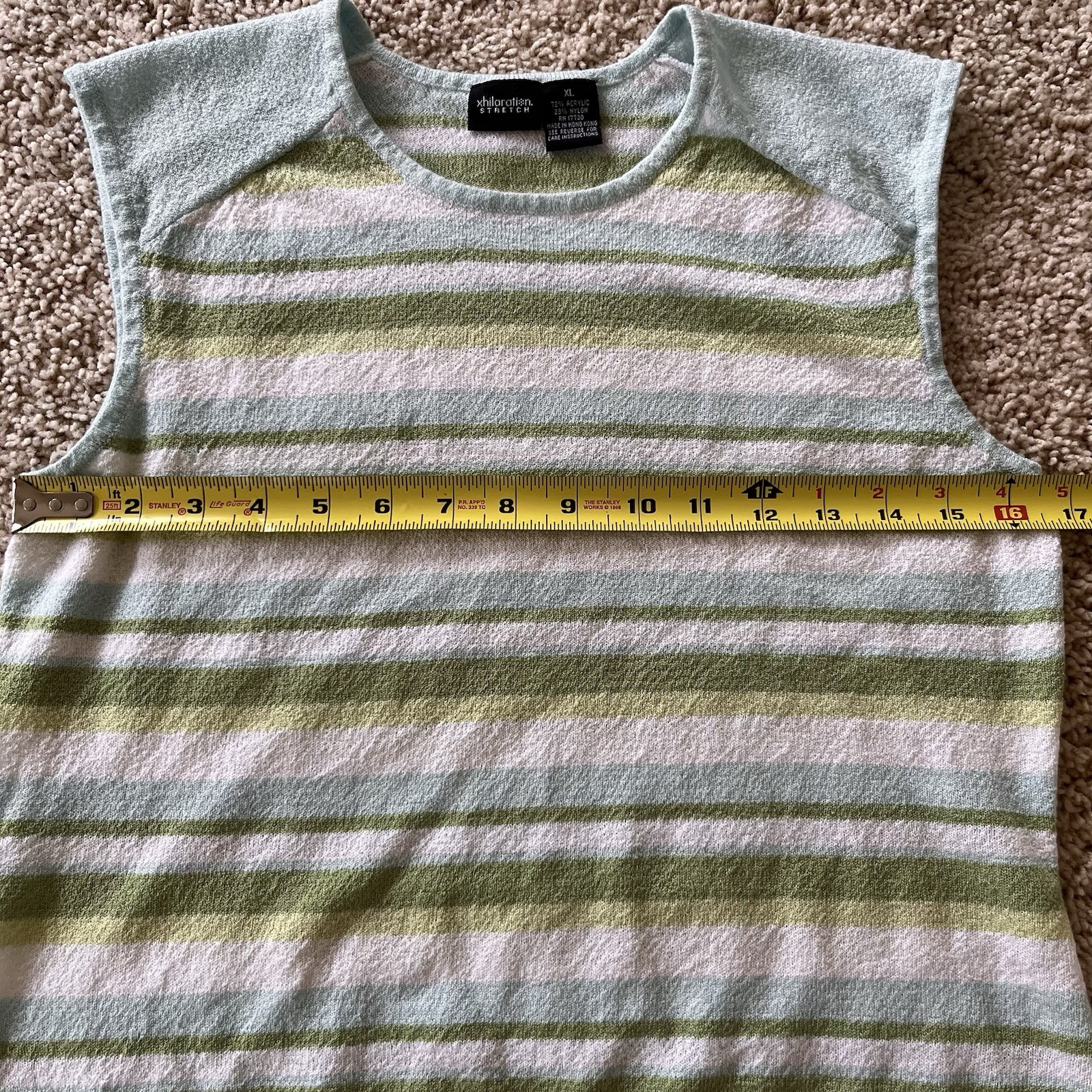 Vintage Y2K Xhilaration Sleeveless Sweater Top Sz XL Striped 90s Indie Soft Girl