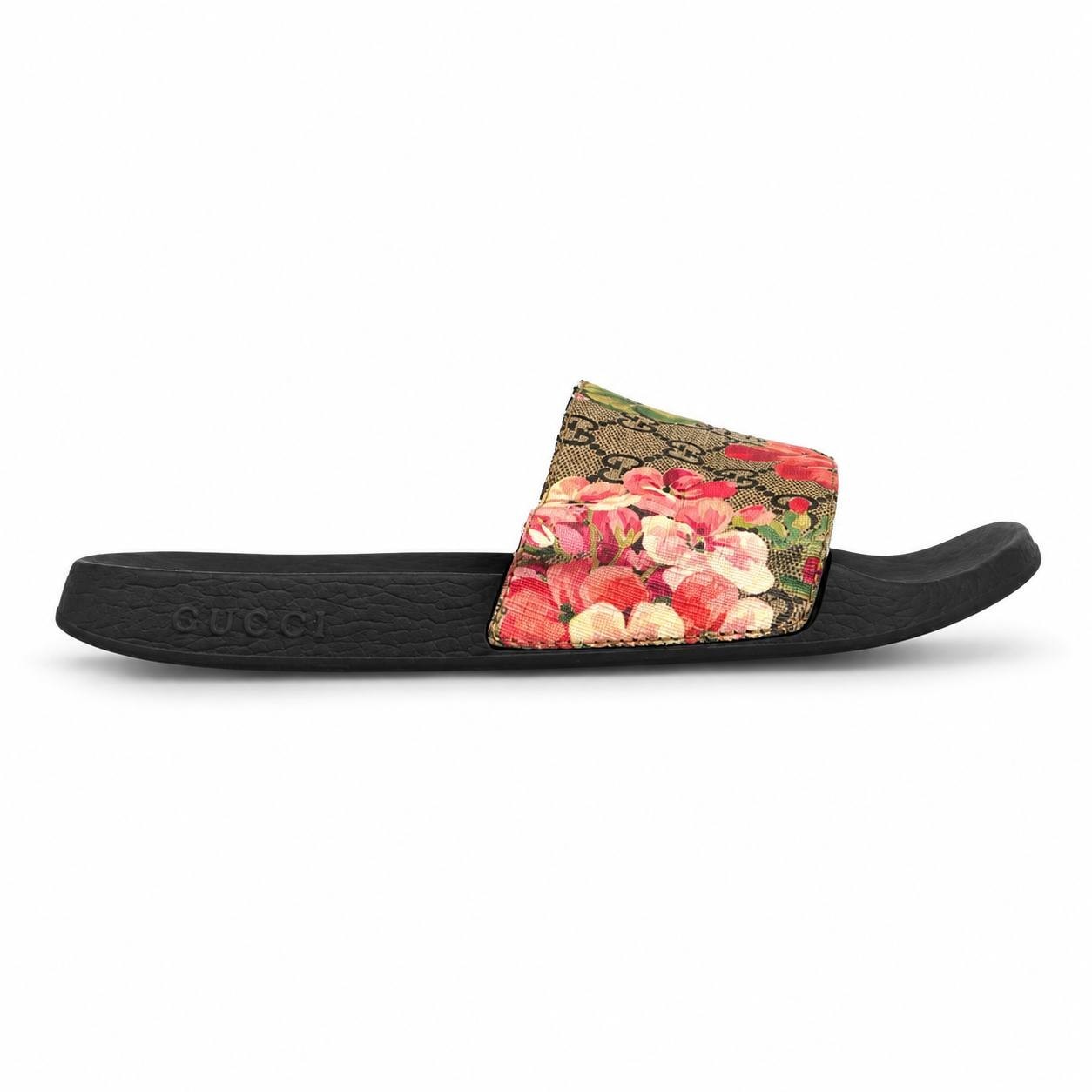 GUCCI GG SUPREME MONOGRAM FLORAL BLOOMS SLIDES LOGO WOMEN’S SIZE EU 40/US 10