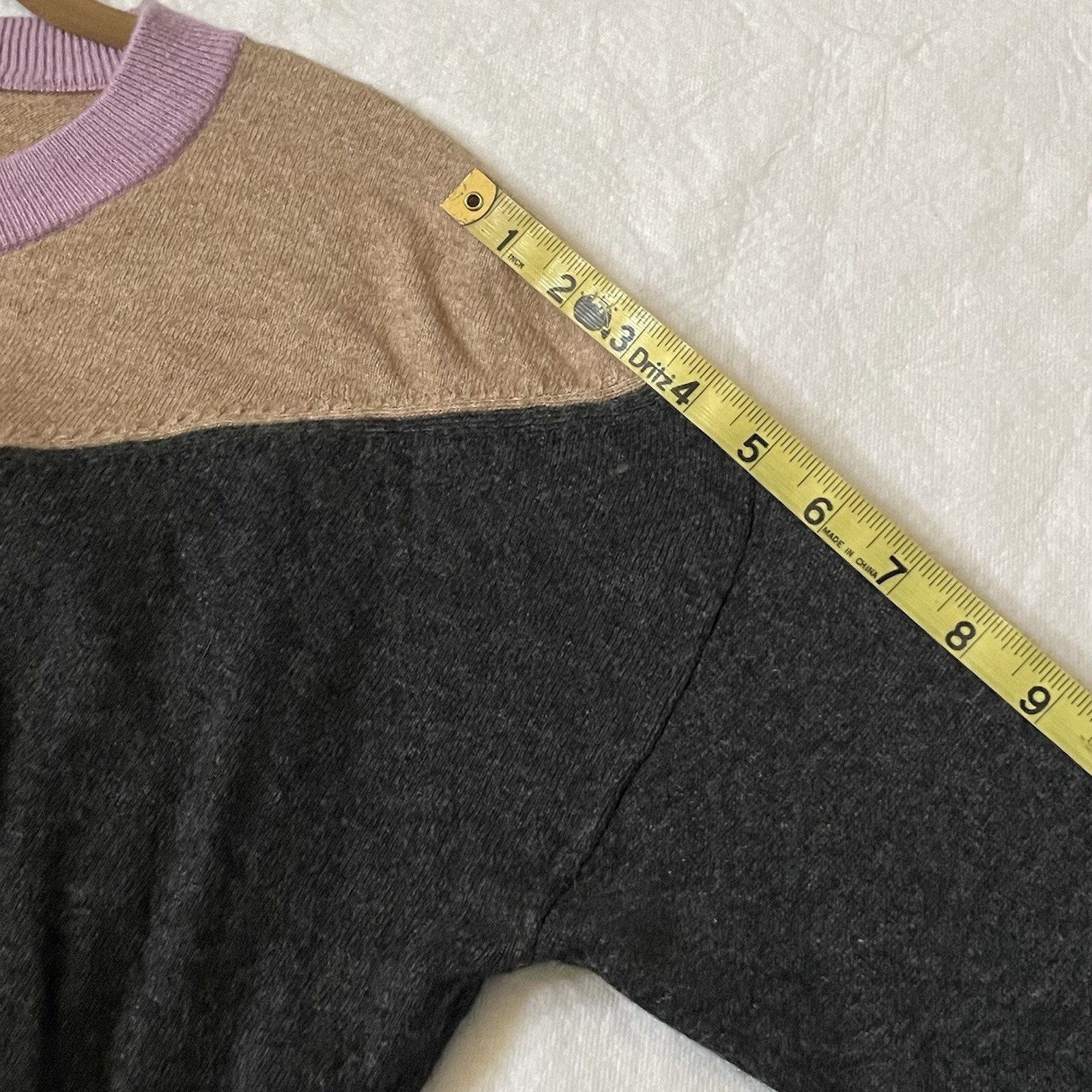 Madewell Sweater Womens Sz S Colorblock Brown Gray Pink Wool Blend Yoke Pullover