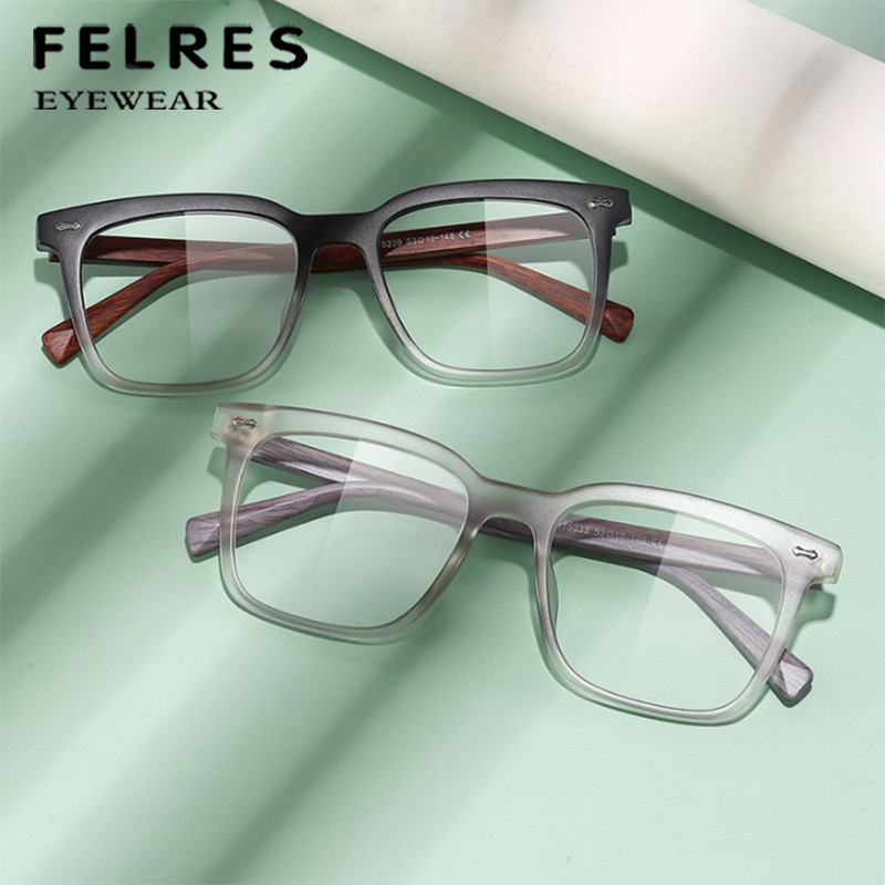 TR90 Photochromic Presbyopic Glasses Men Imitation Wood Square Sunglasses Reader
