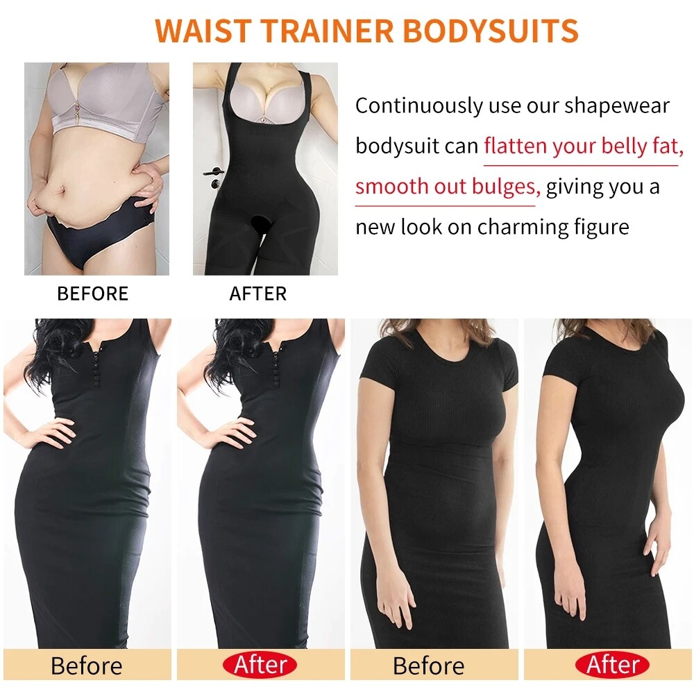 Women Seamless Compression Shapewear Mid Thigh Slimmer Crotchless Bodysuits US