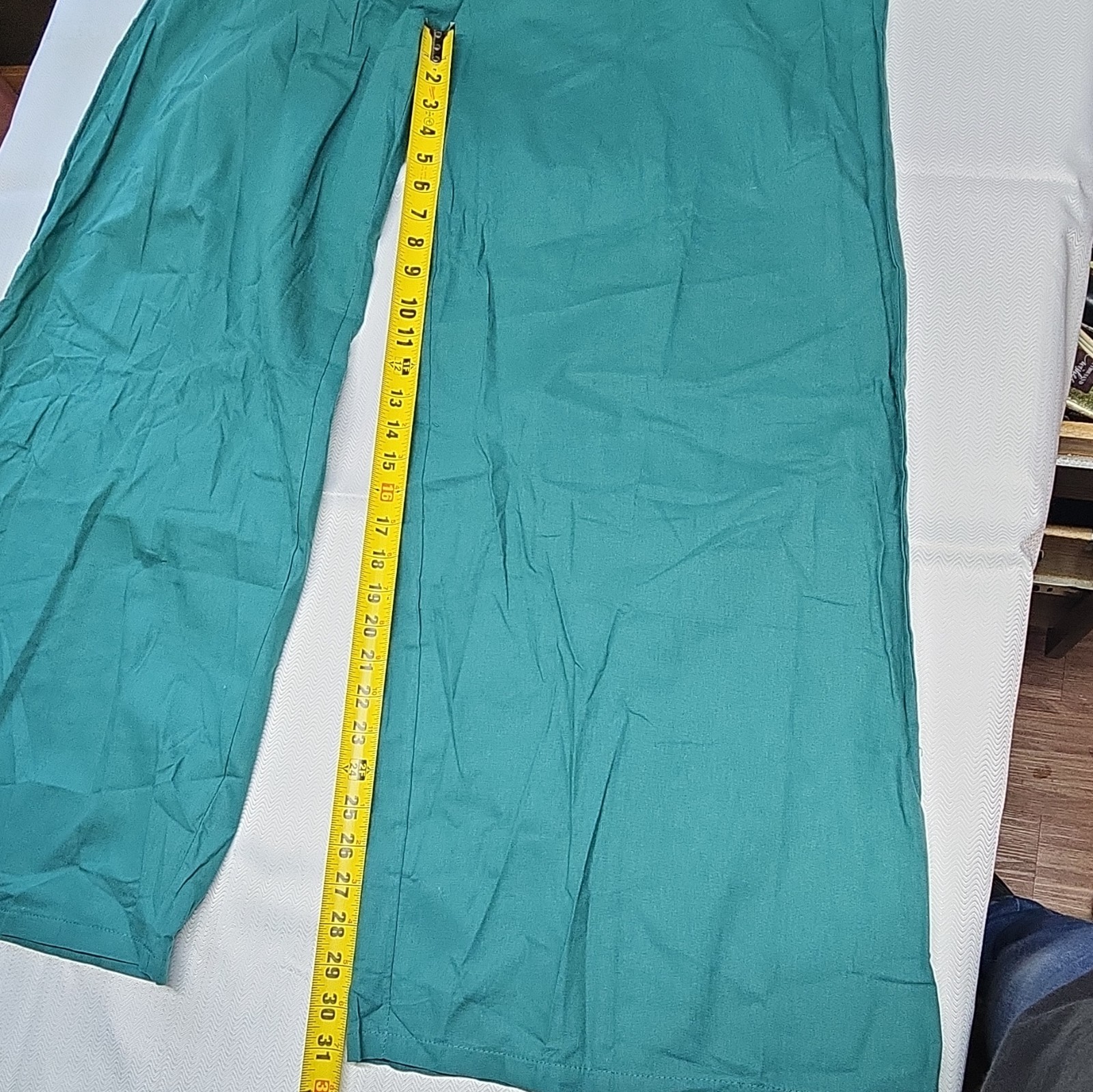 Unisex Green Solid Medical Scrub Set Top & Pants XXL Cotton Blend Woven