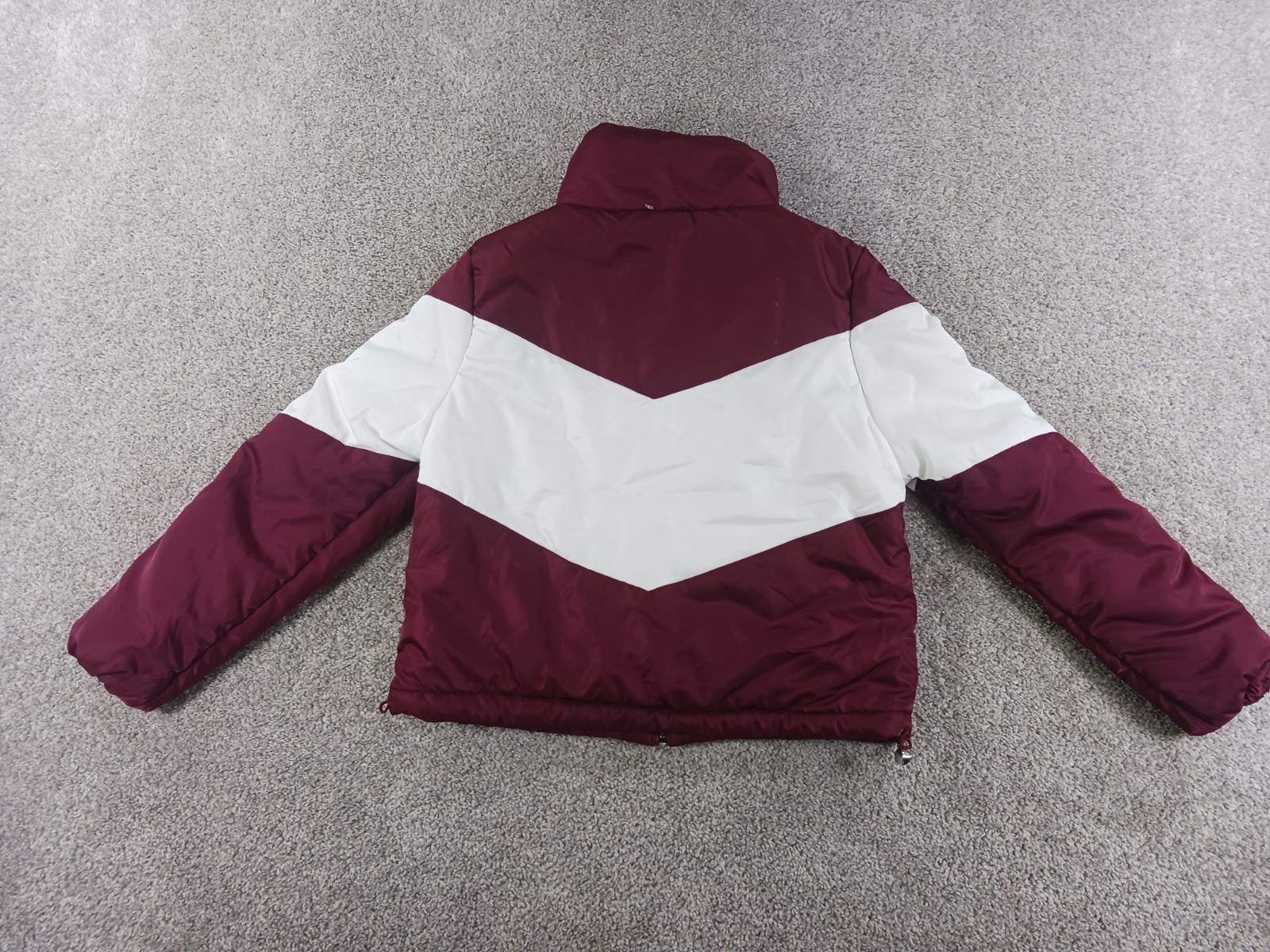 Ambiance Outerwear Small Womens Jacket Full Zip Maroon White Lined Filled