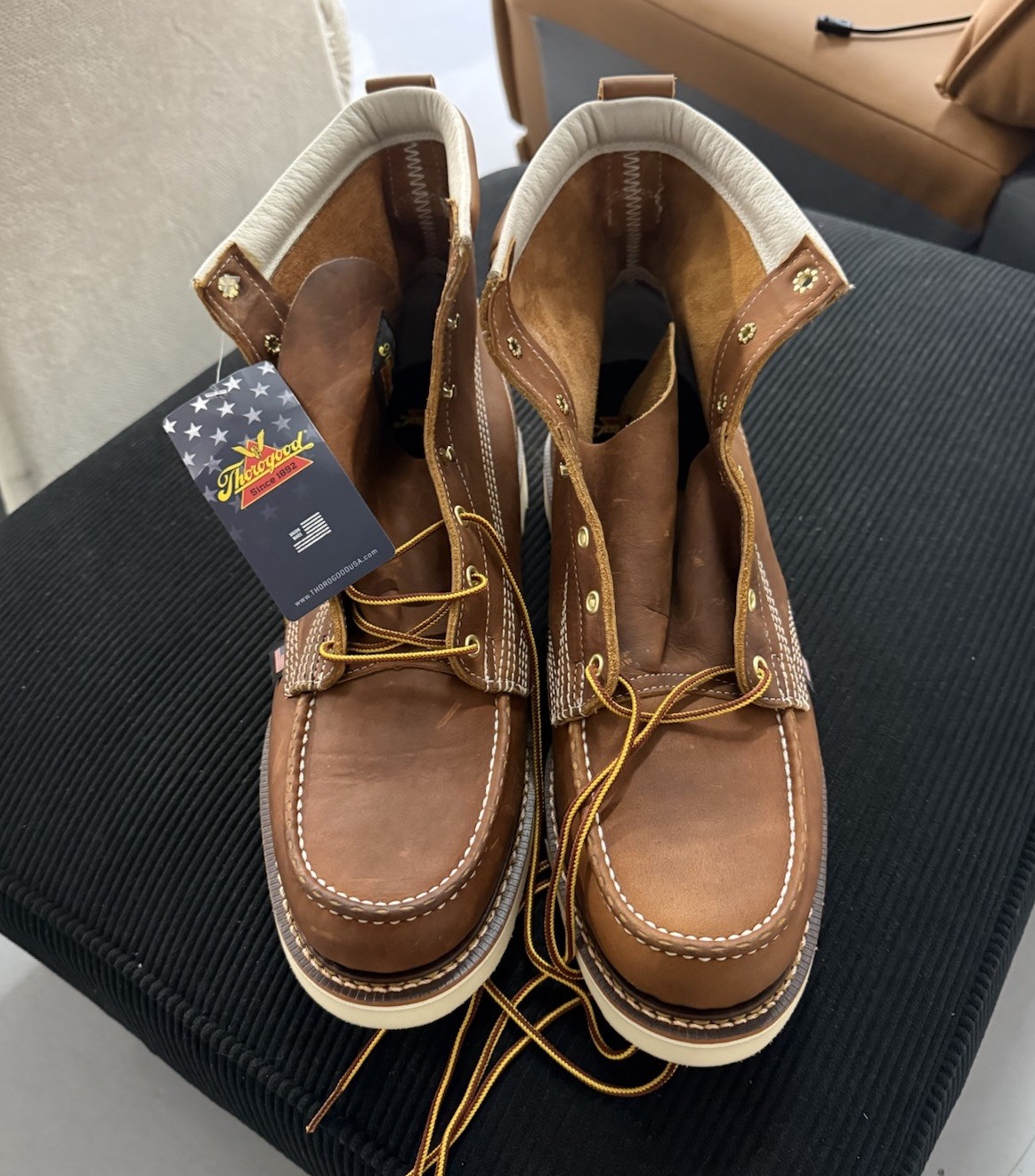 Thorogood 814-4200 Men’s 6″ Leather Moc Soft Toe Work Boots Brown Size 15 D