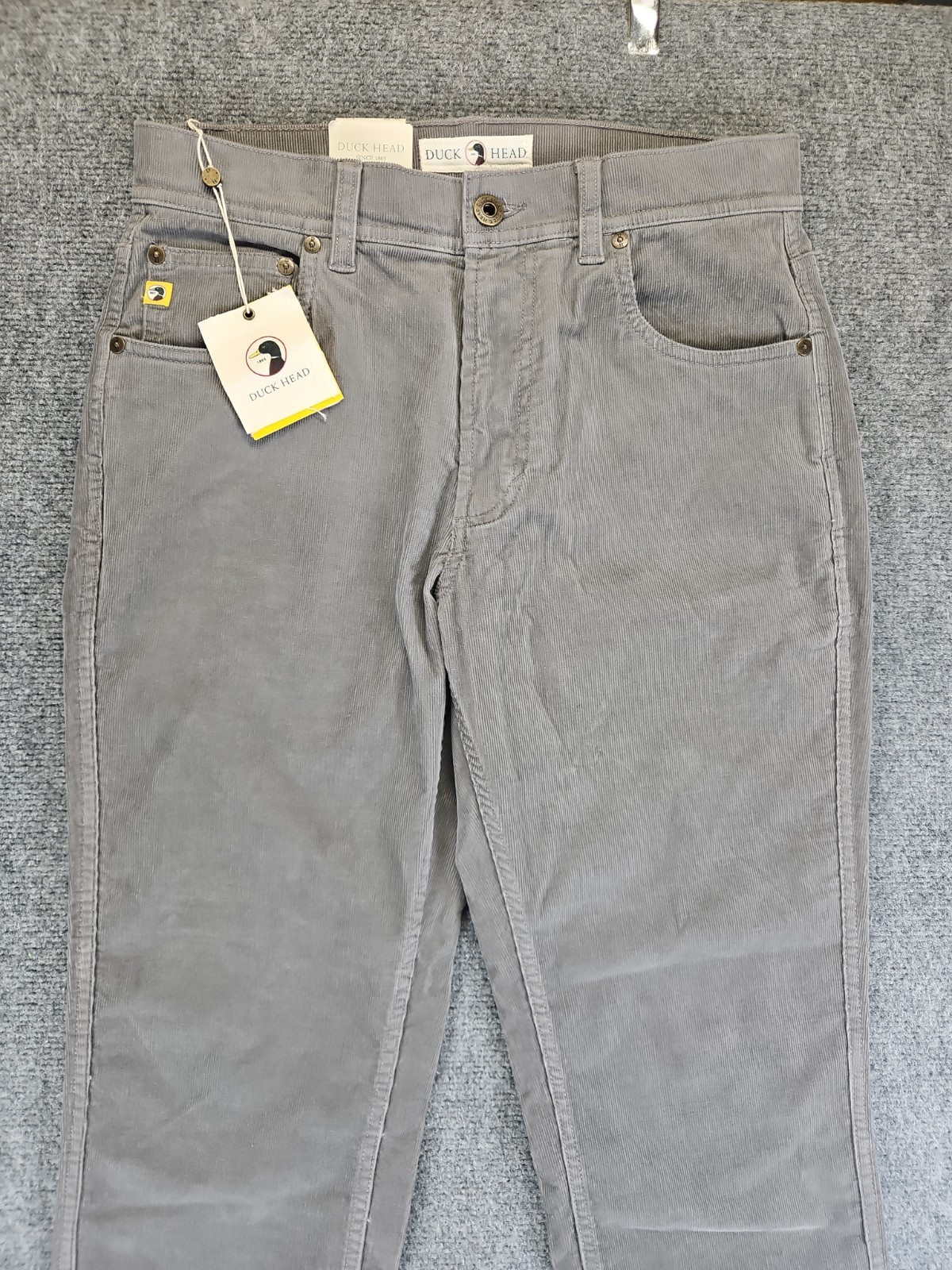 NWT Duck Head Mens Size 29 X 32 Gray Corduroy Five Pocket Pants 1561