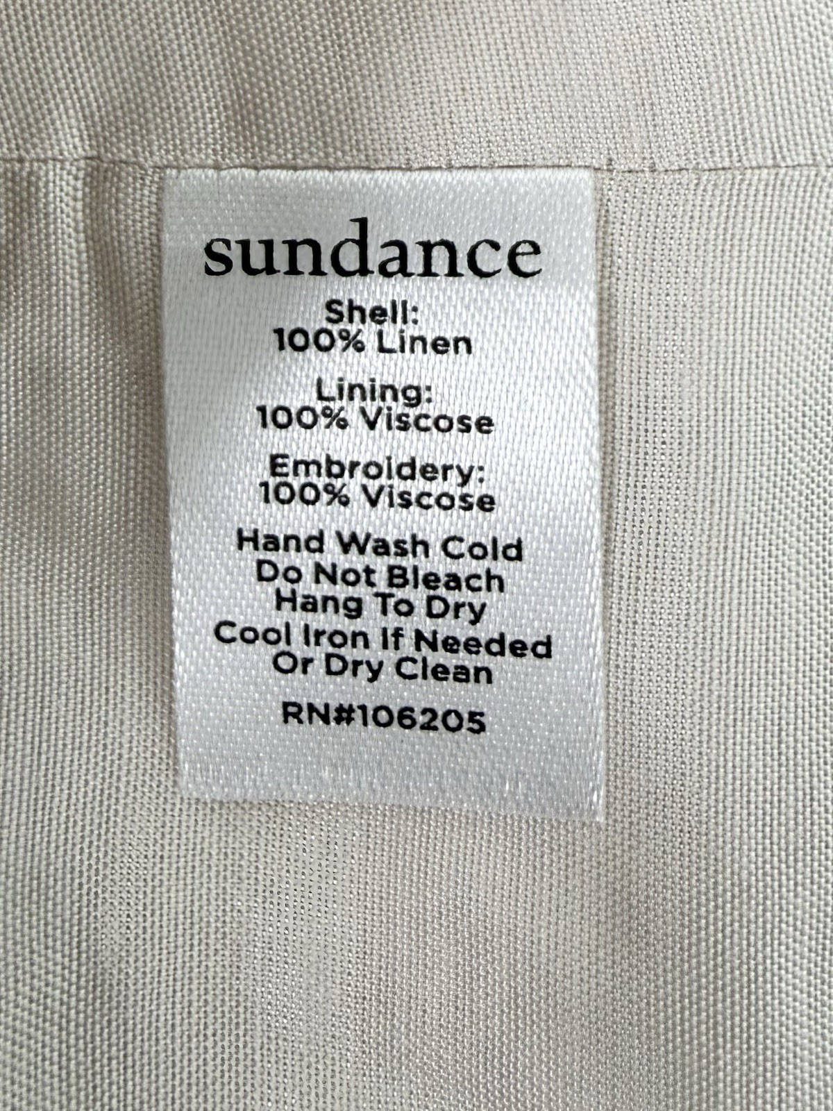 Sundance Jacket Women’s Small Beige Blazer Embroidered 100% Linen New