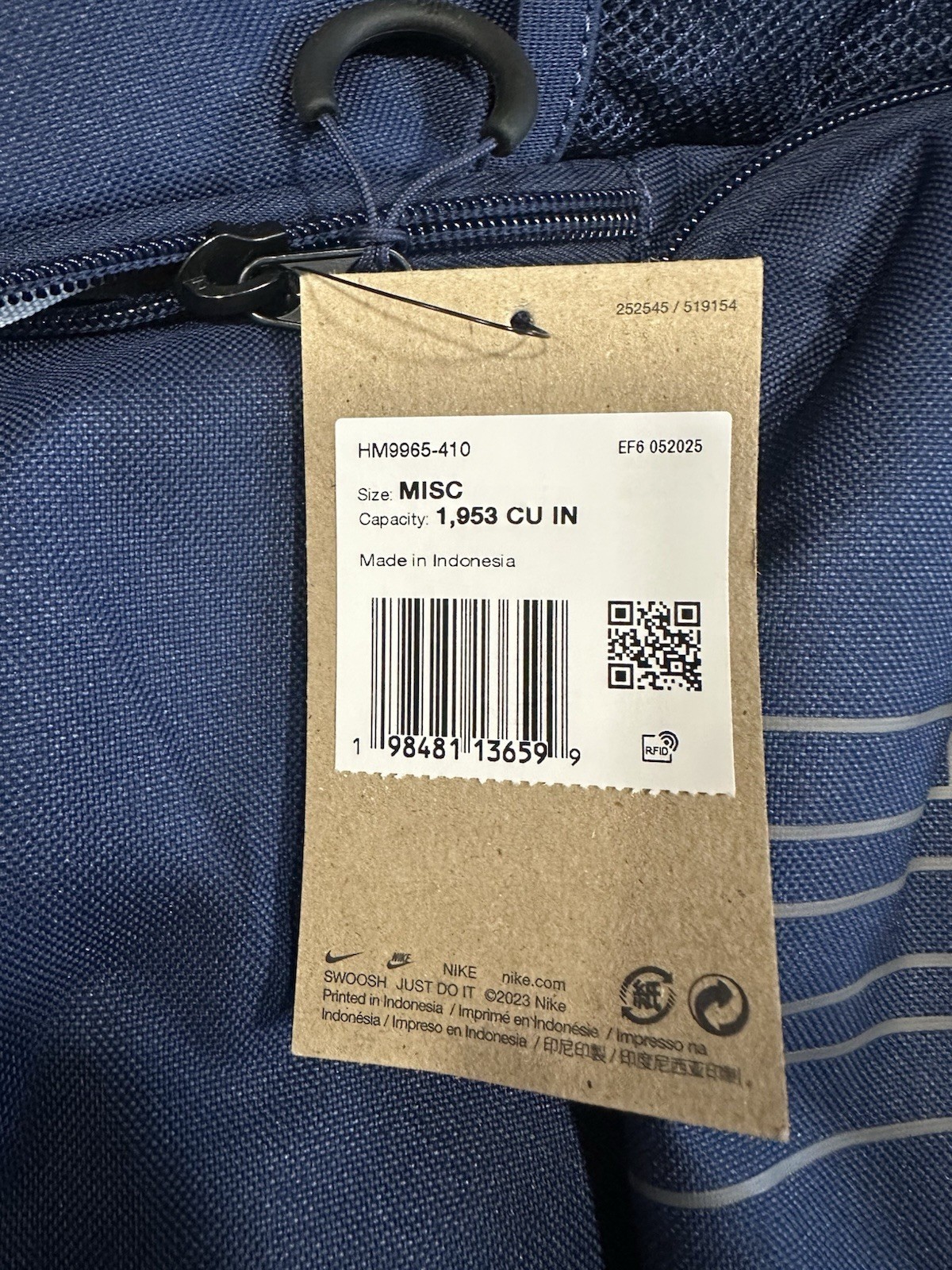 Nike Varsity Elite Backpack Midnight Navy Blue Black HM9965-410 32L Basketball