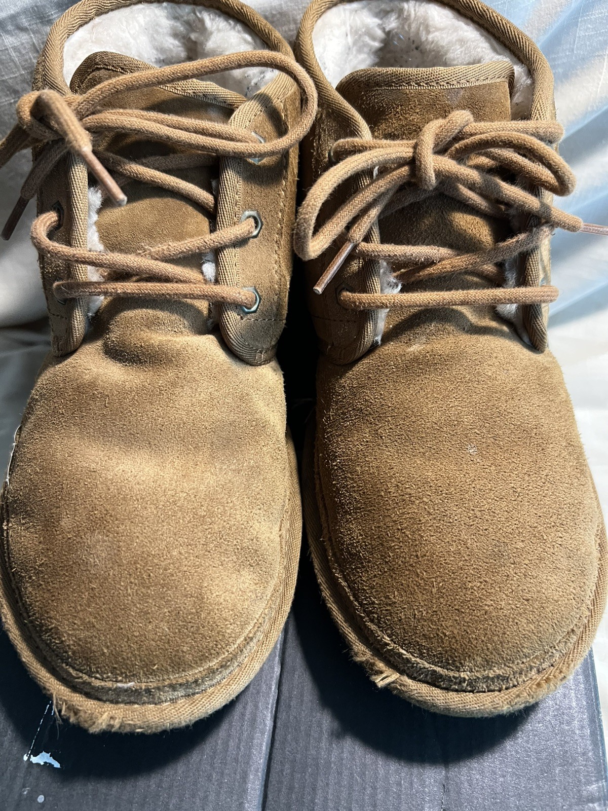 UGG Neumel Chukka Boots Men Size 9 M Chestnut Brown Suede Wool Lined Boxed 3236