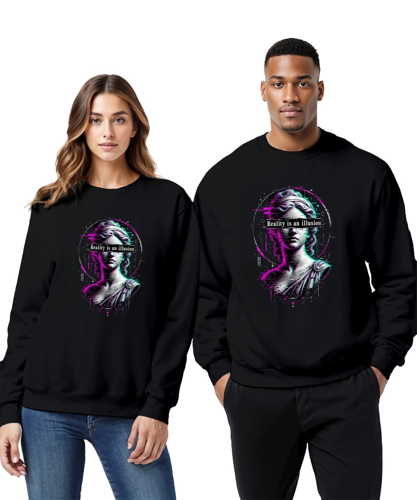 Reality is an illusion Glitch Greek Bust Unisex Sweatshirt Jumper