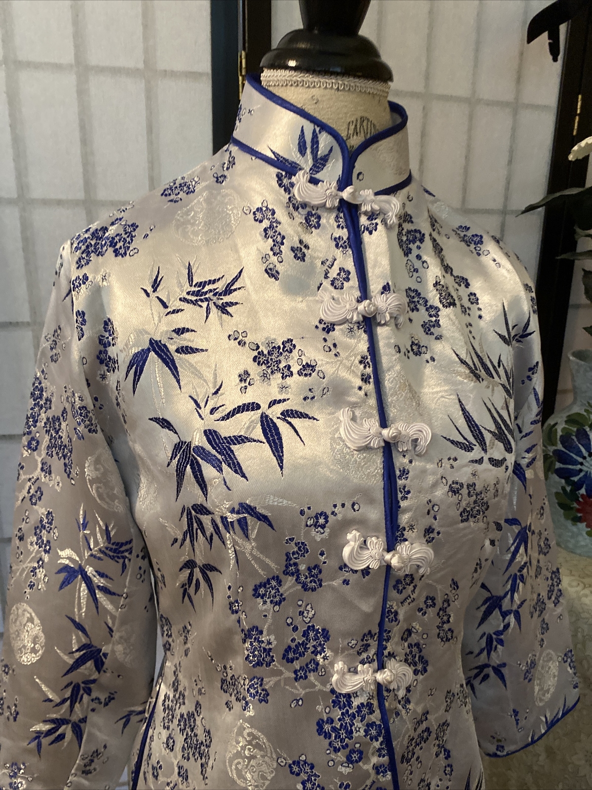 Asian Chinese-Style/Vietnamese Wom Estim. S/M Detailed Top Mandarin Col. 41 Bust