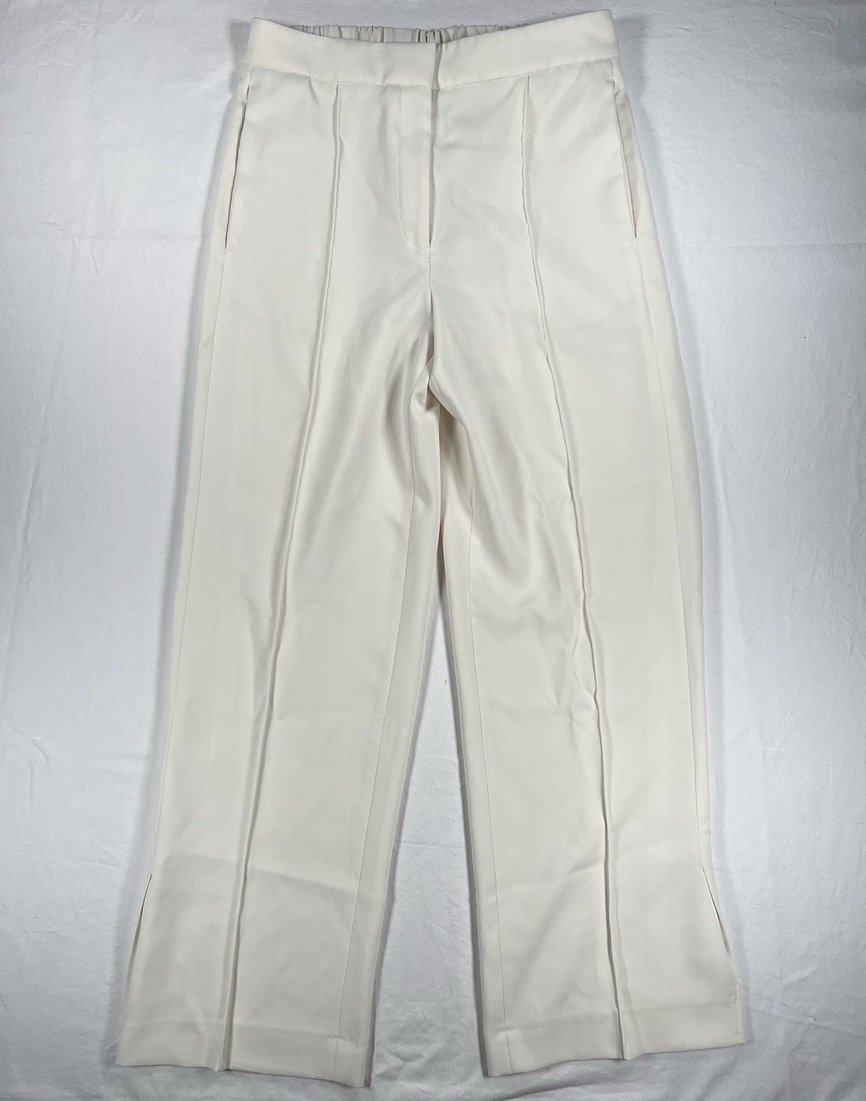 Reiss Leah Wide Leg Pants Women’s Size 6 (29×31) Cream Ankle Slit