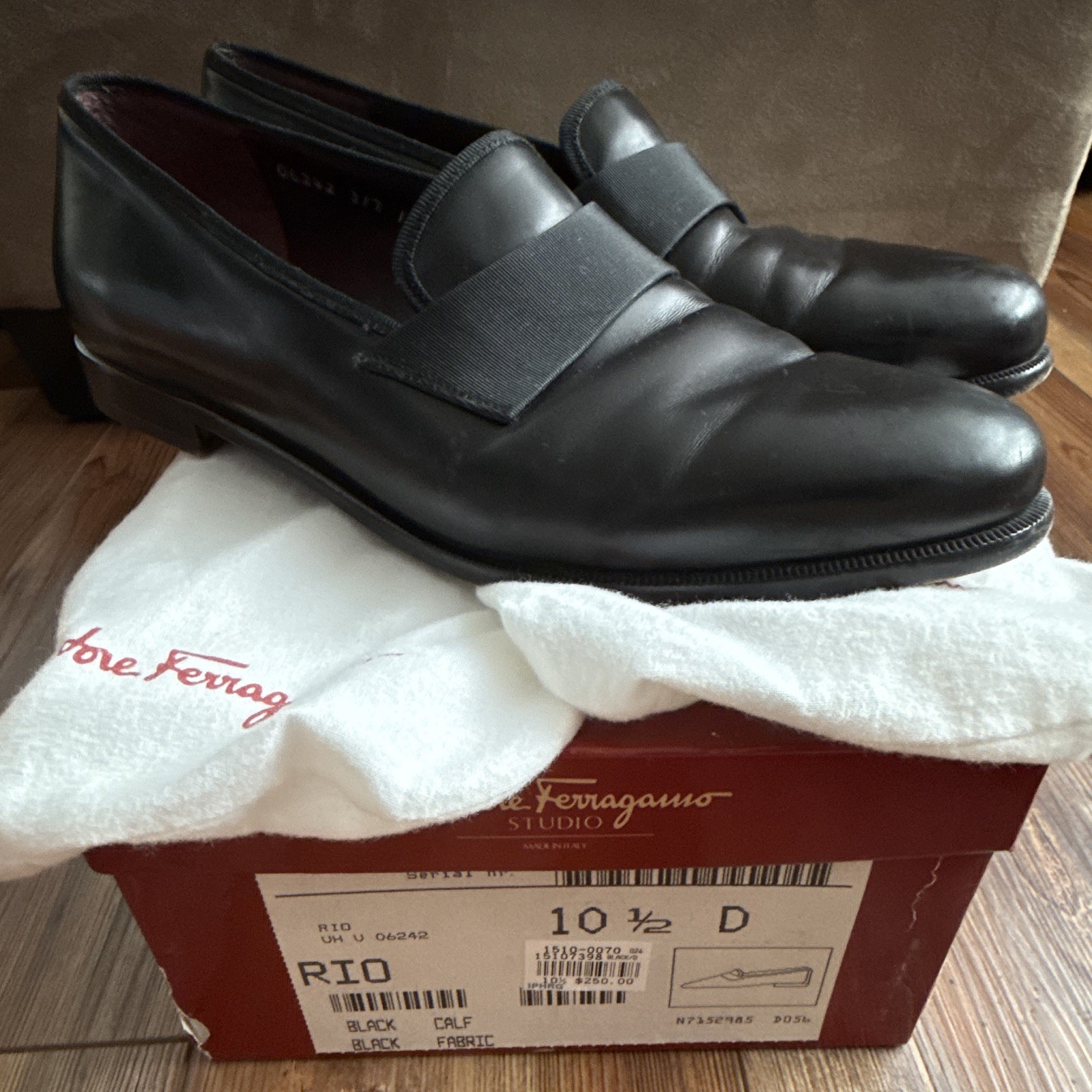 Salvatore Ferragamo Studio Rio Black Leather Slip-On Loafers Men’s 10.5 D