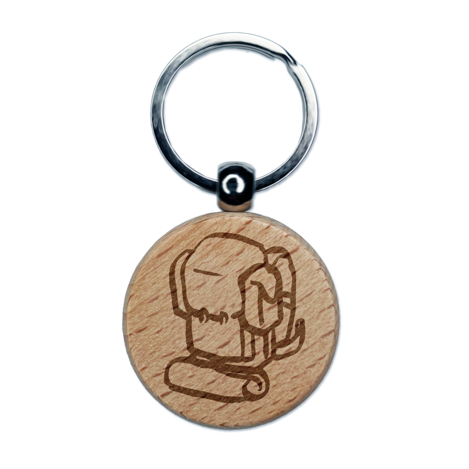 Hiking Backpacking Sketch Engraved Wood Round Keychain Tag Charm