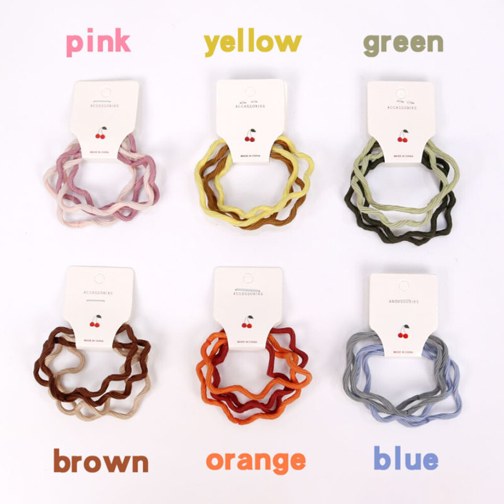 4PCS/SET Fashion High Elastic Wavy Hair Rope Rubber Band Hair Holder Accessories