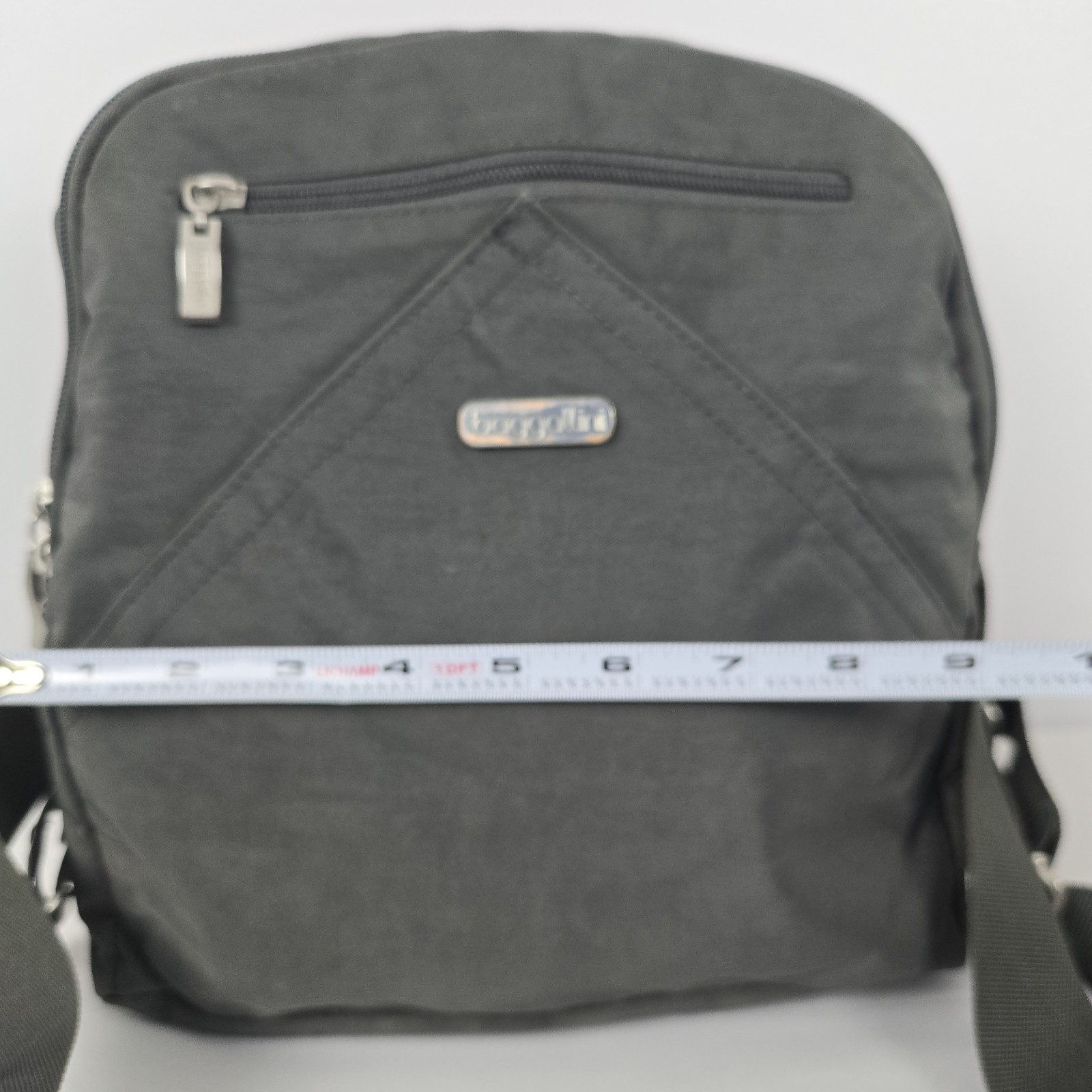 Baggallini Backpack Gray Bag Pink Inside Multi Zip W Pockets