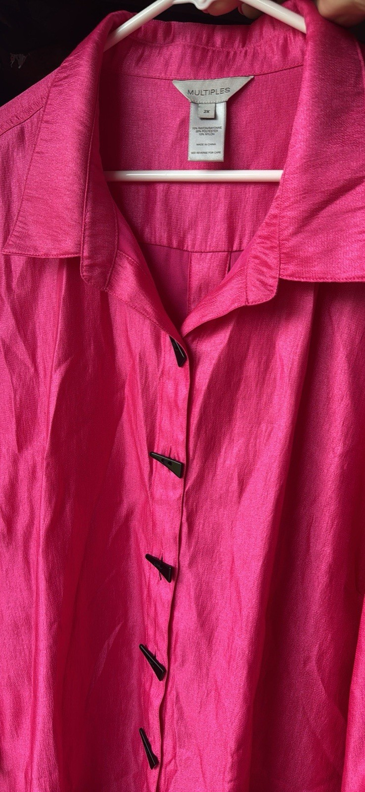 EUC Multiples Brand Plus Women’s Shackedt Jacket Shirt 2x Pink Fuschia Toggle