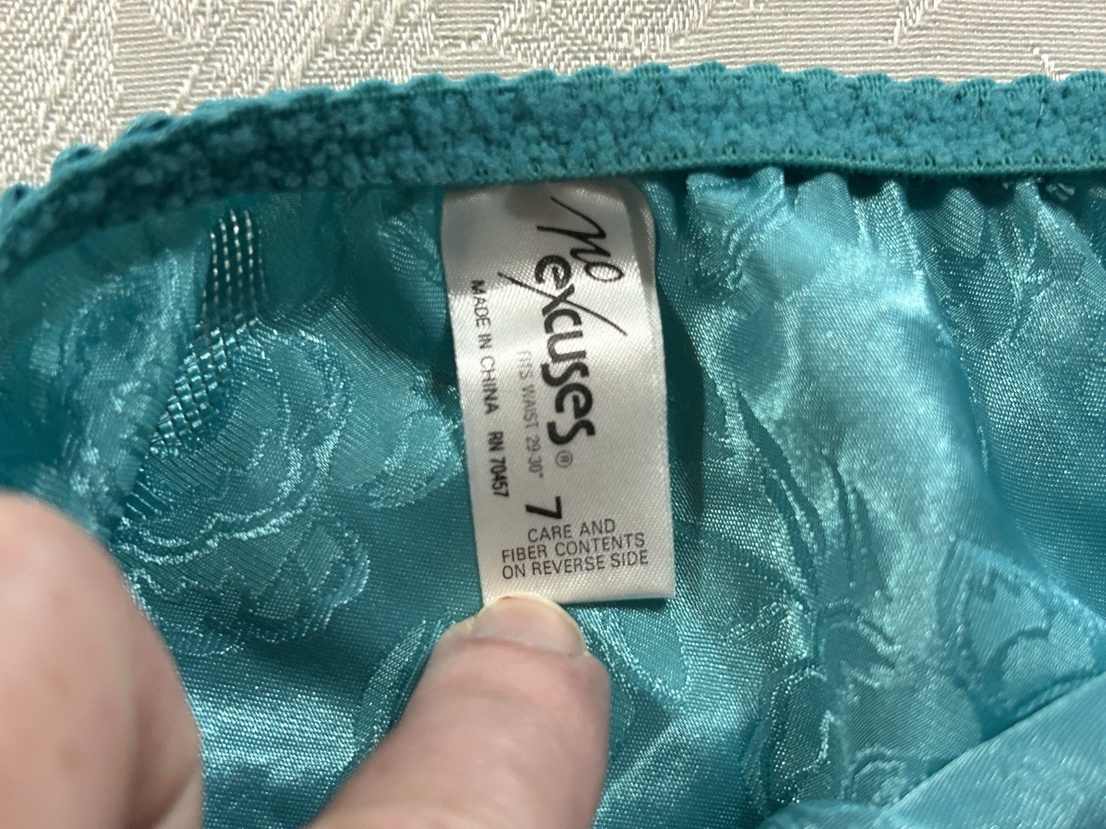 NWT Vtg NO EXCUSES Floral Shiny Satin 36C Bra Sz 7 Hi-Cut Panties Set