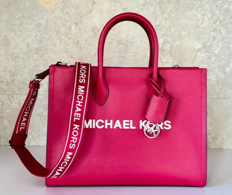 Michael Kors Mirella Medium East West Tote Satchel Shoulder Bag Dark Raspberry