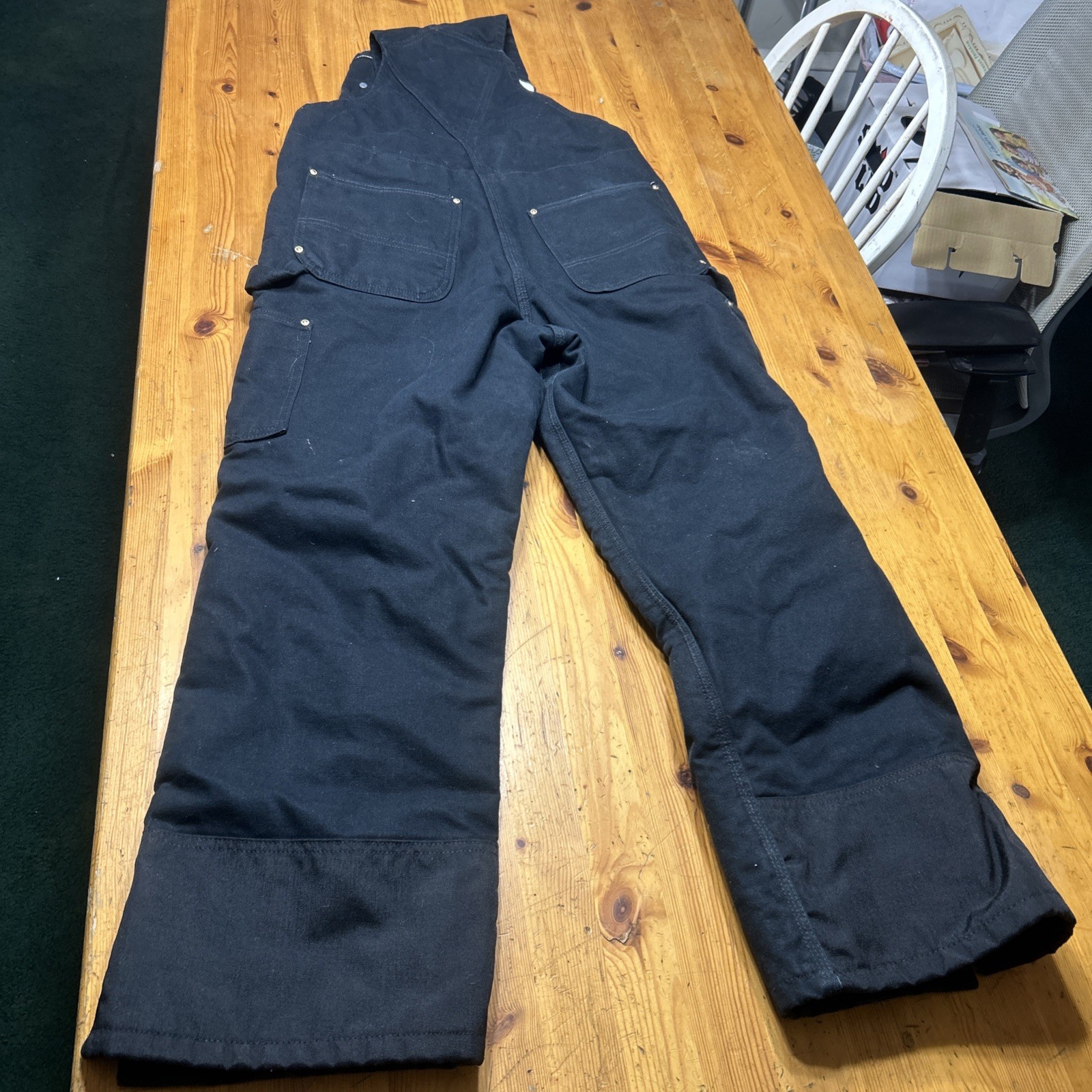 Carhartt 104393 BLK Loose Fit Overall Quilt Lined Firm Duck Insulated Sz Medium