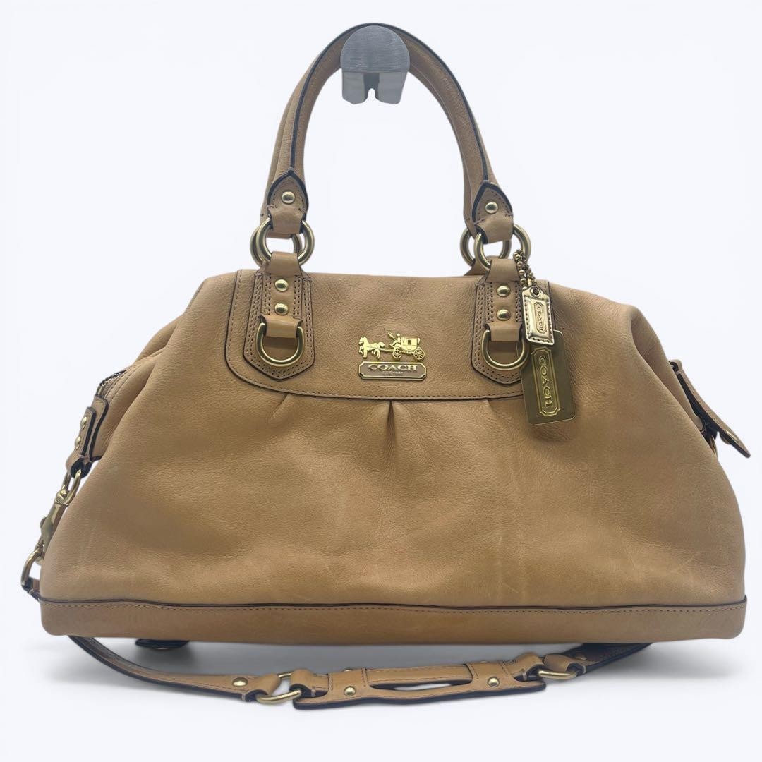 COACH Madison Sabrina 2WAY Shoulder Bag Large Capacity Handbag Beige