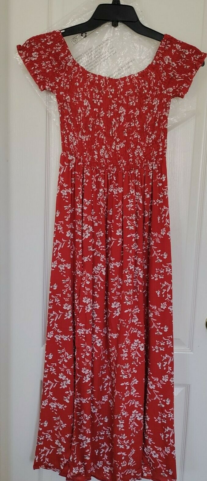 NEW WOMAN KRANDA GATHERED FRONT DRESS SIZE M SLIT FIT ~FLARE Floral 100% Rayon