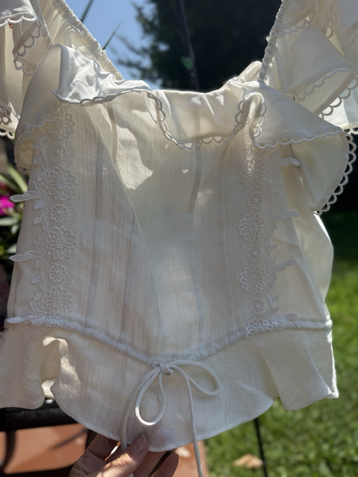 For Love & Lemons Off Shoulder White Lace Peplum Blouse Top Women’s Medium Boho